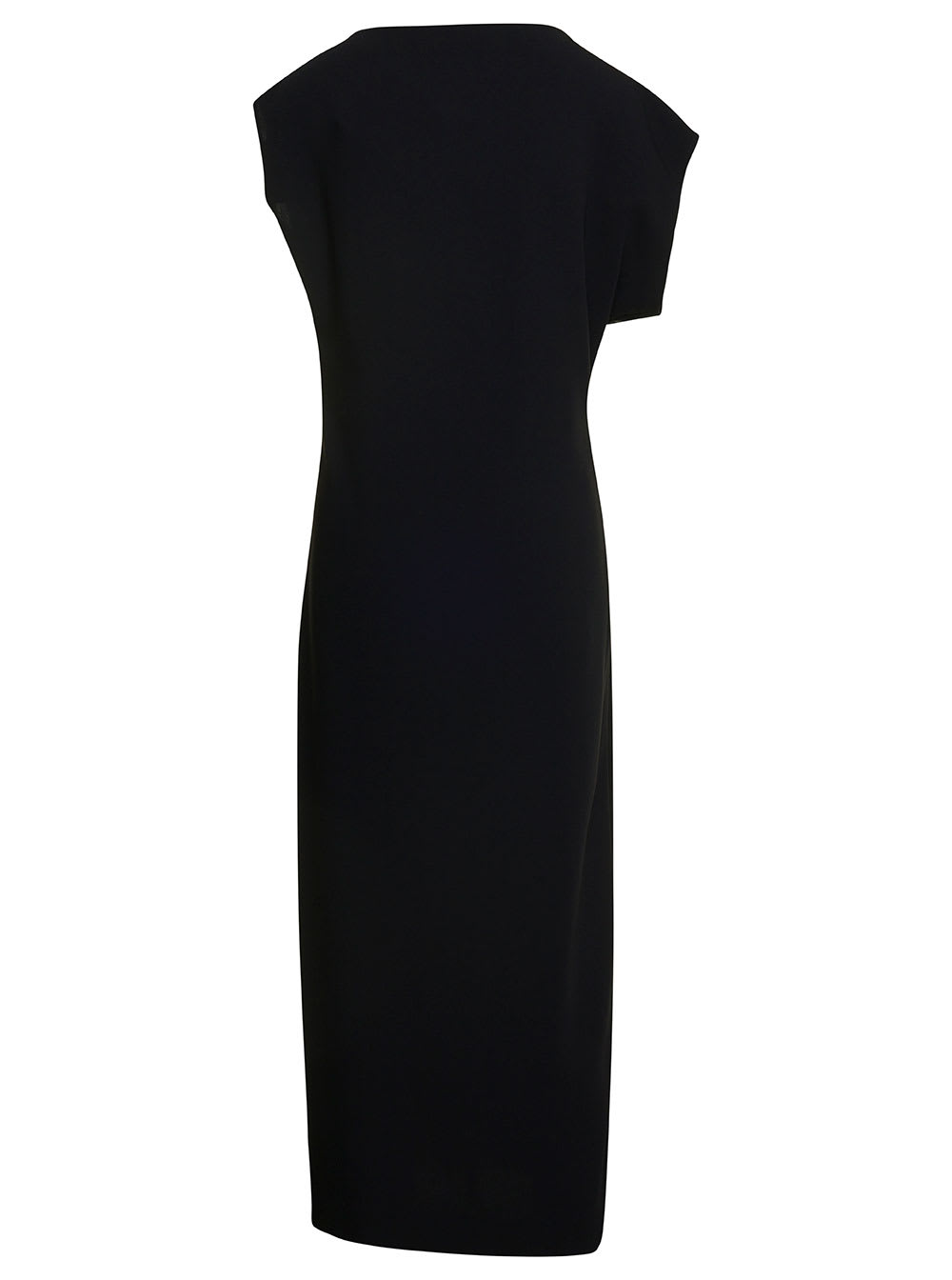 Shop The Row Blathine Long Asymetric Black Dress With Concealed Zip Closure In Triacetate Blend Woman
