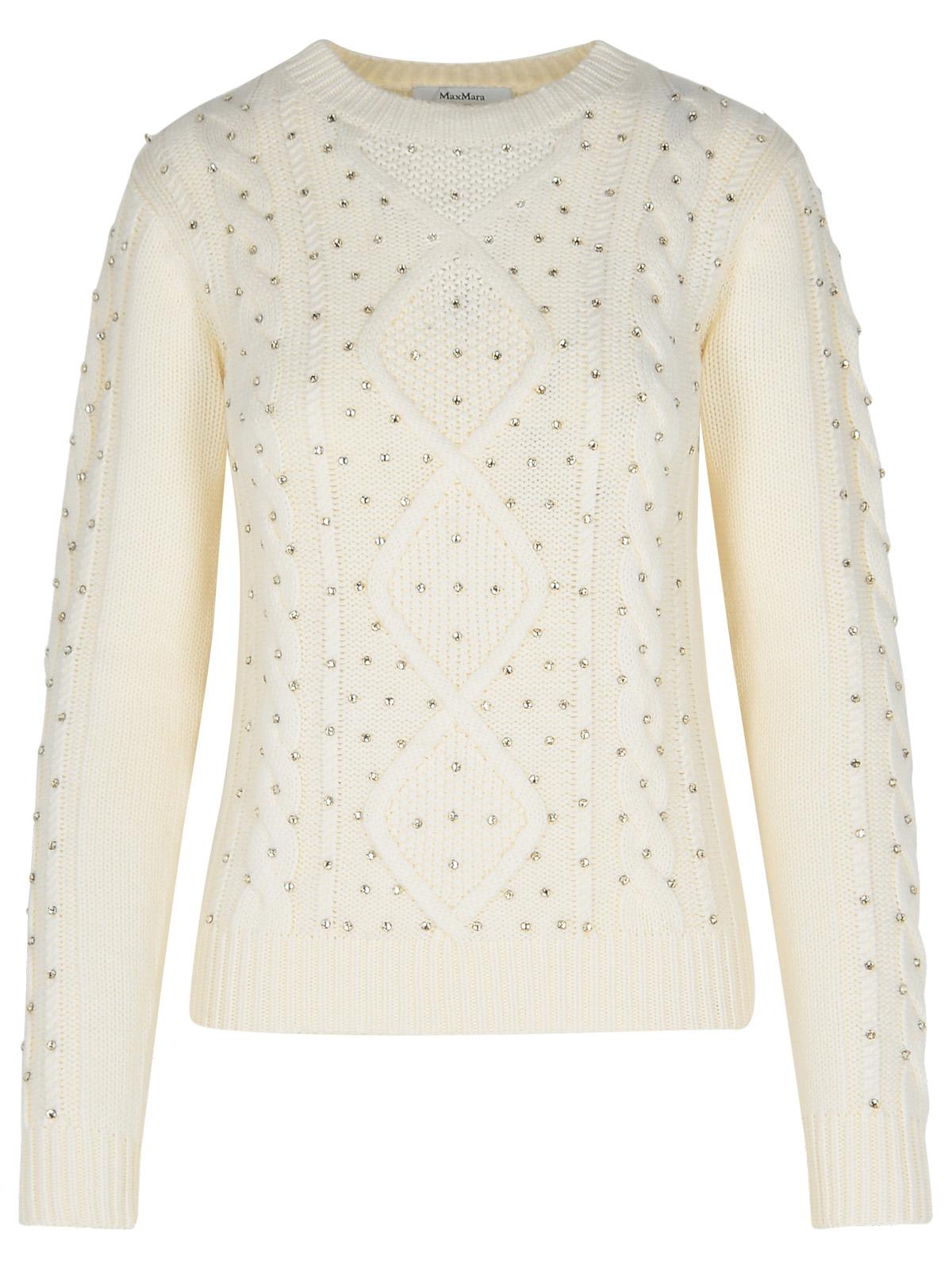 Shop Max Mara Onde White Wool Blend Sweater