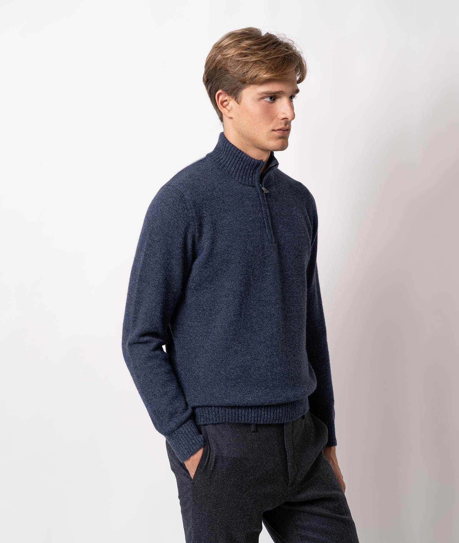 Larusmiani Half-zip Cashmere Sweater Anversa Sweater In Blue