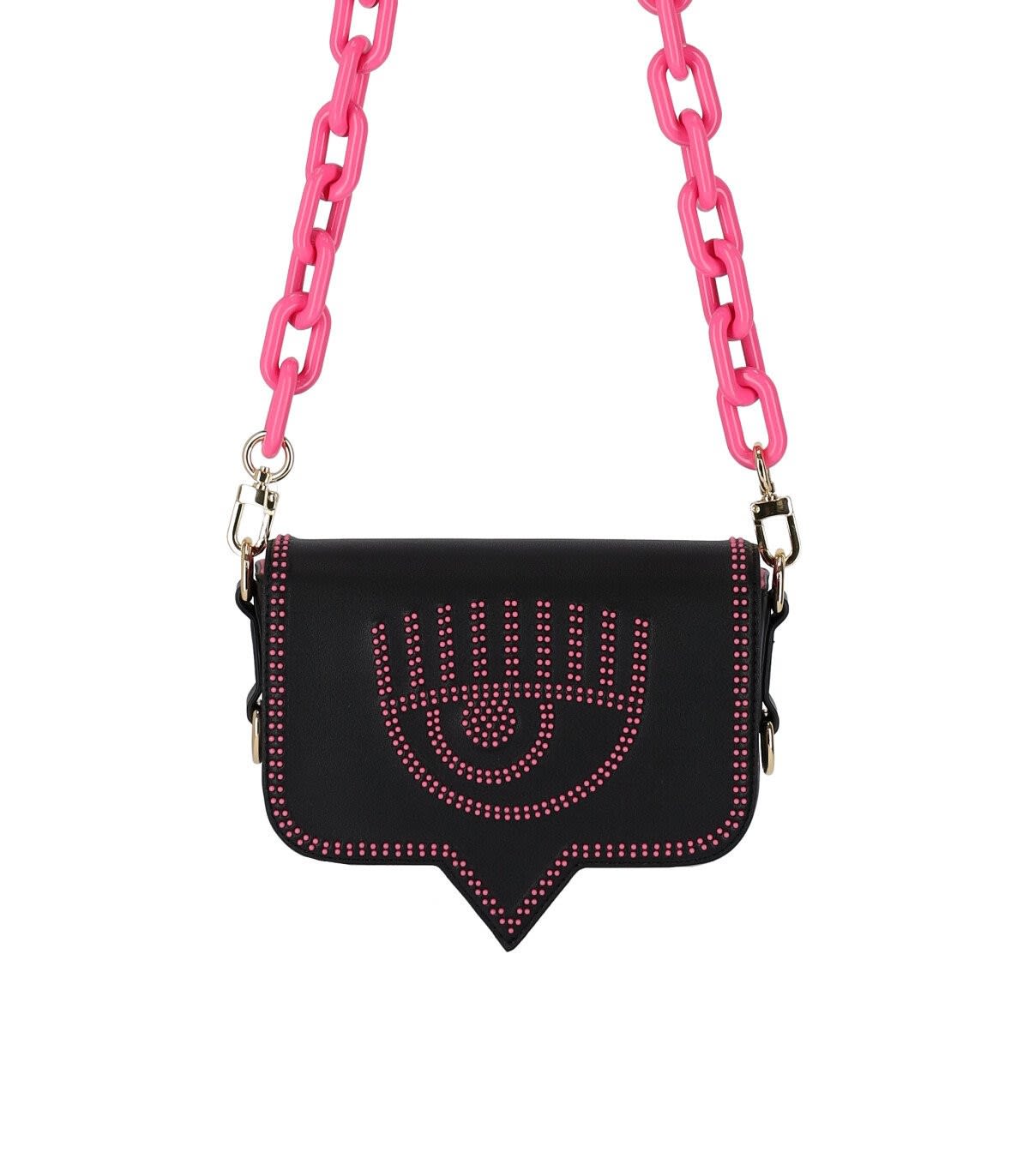 Chiara Ferragni Eyelike Small Black Pink Crossbody Bag