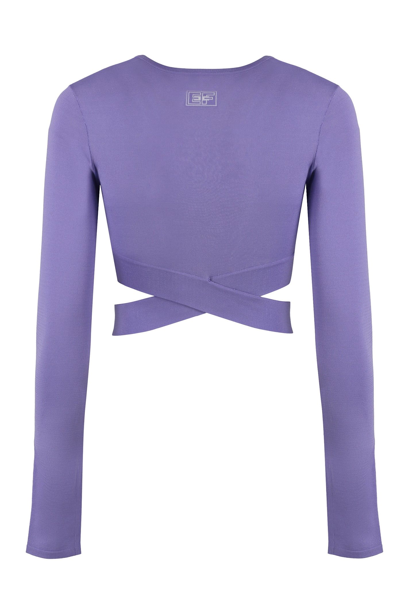 Shop Elisabetta Franchi Knitted Crop Top In Lilac