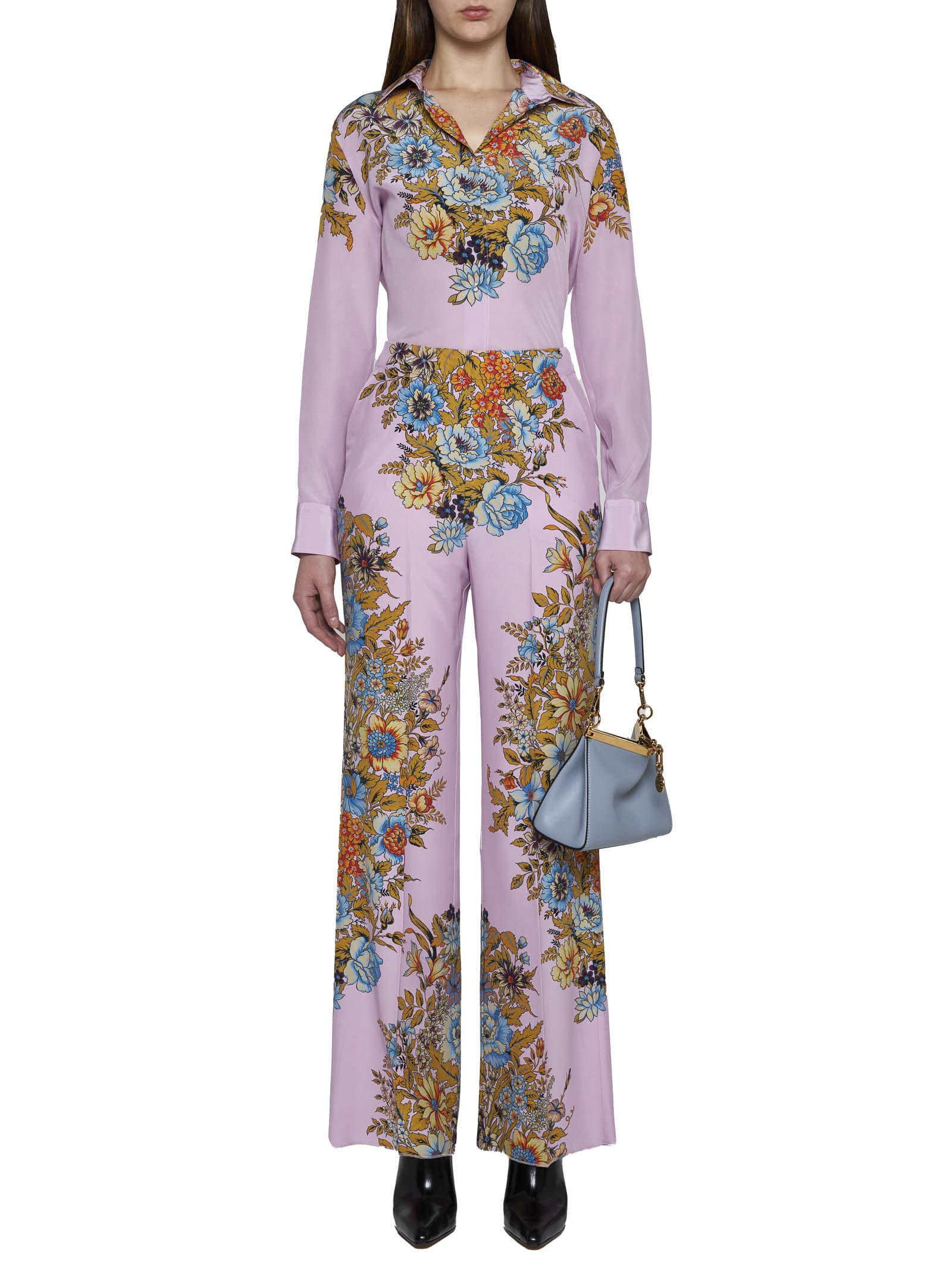 Shop Etro Pants In Stampa F.do Viola