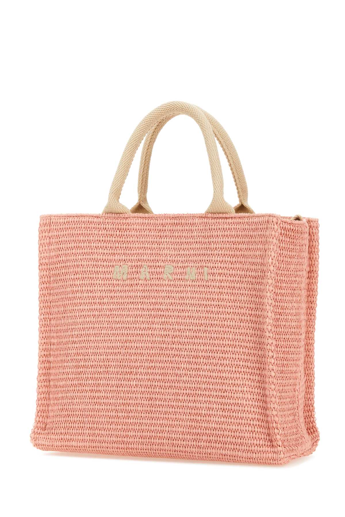 MARNI PINK RAFFIA SMALL SHOPPING BAG