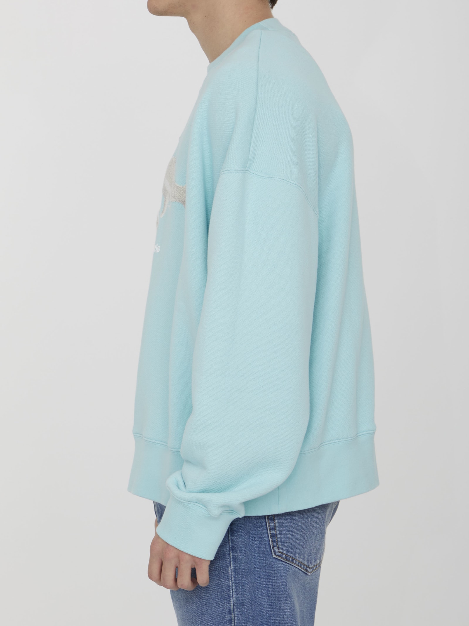 Shop Palm Angels Shark Print Sweatshirt In Light Blue
