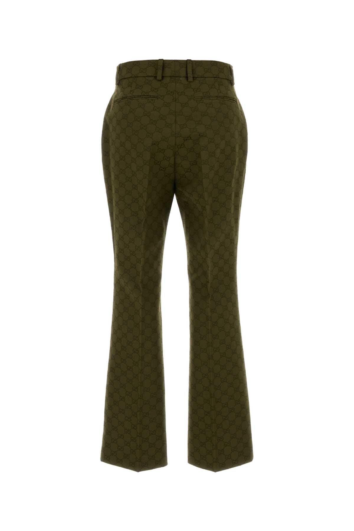 Gucci Gg Jacquard Cotton-blend Bootcut Pants In Burgundy