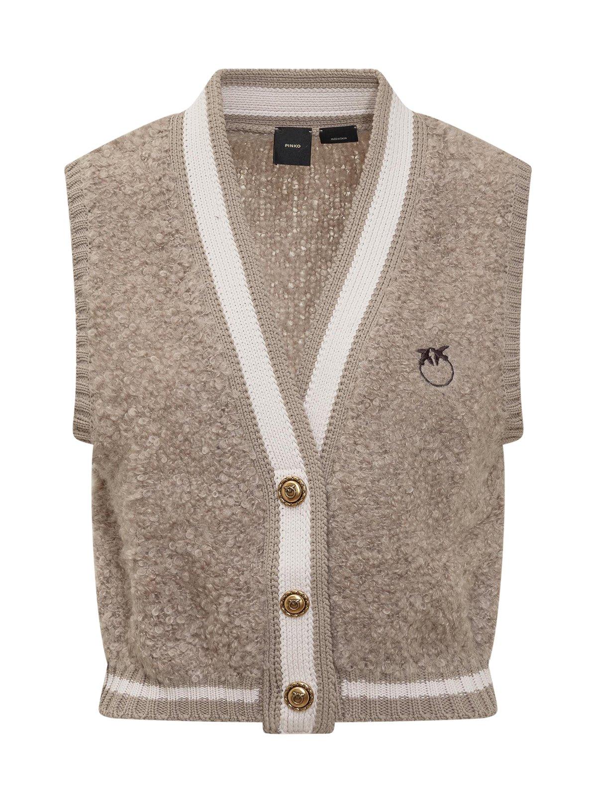 Pinko Logo Embroidered Buttoned Cardigan