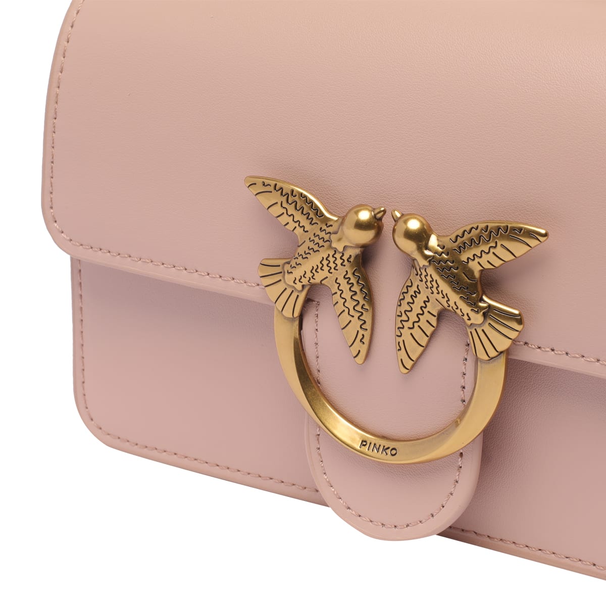 Pinko Light Beige Love One Mini Shoulder Bag In Pink