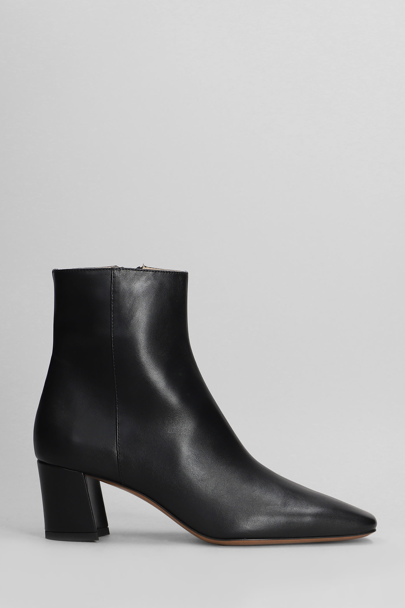 FABIO RUSCONI HIGH HEELS ANKLE BOOTS IN BLACK LEATHER 