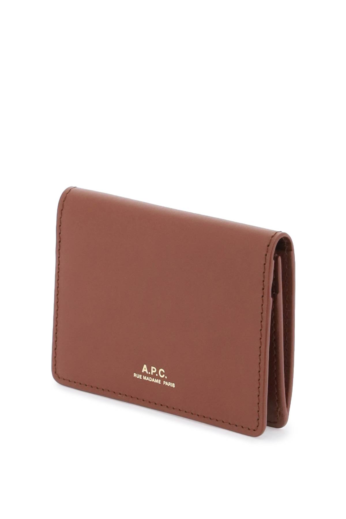 Shop Apc Leather Stefan Card Holder In Noisette (brown)