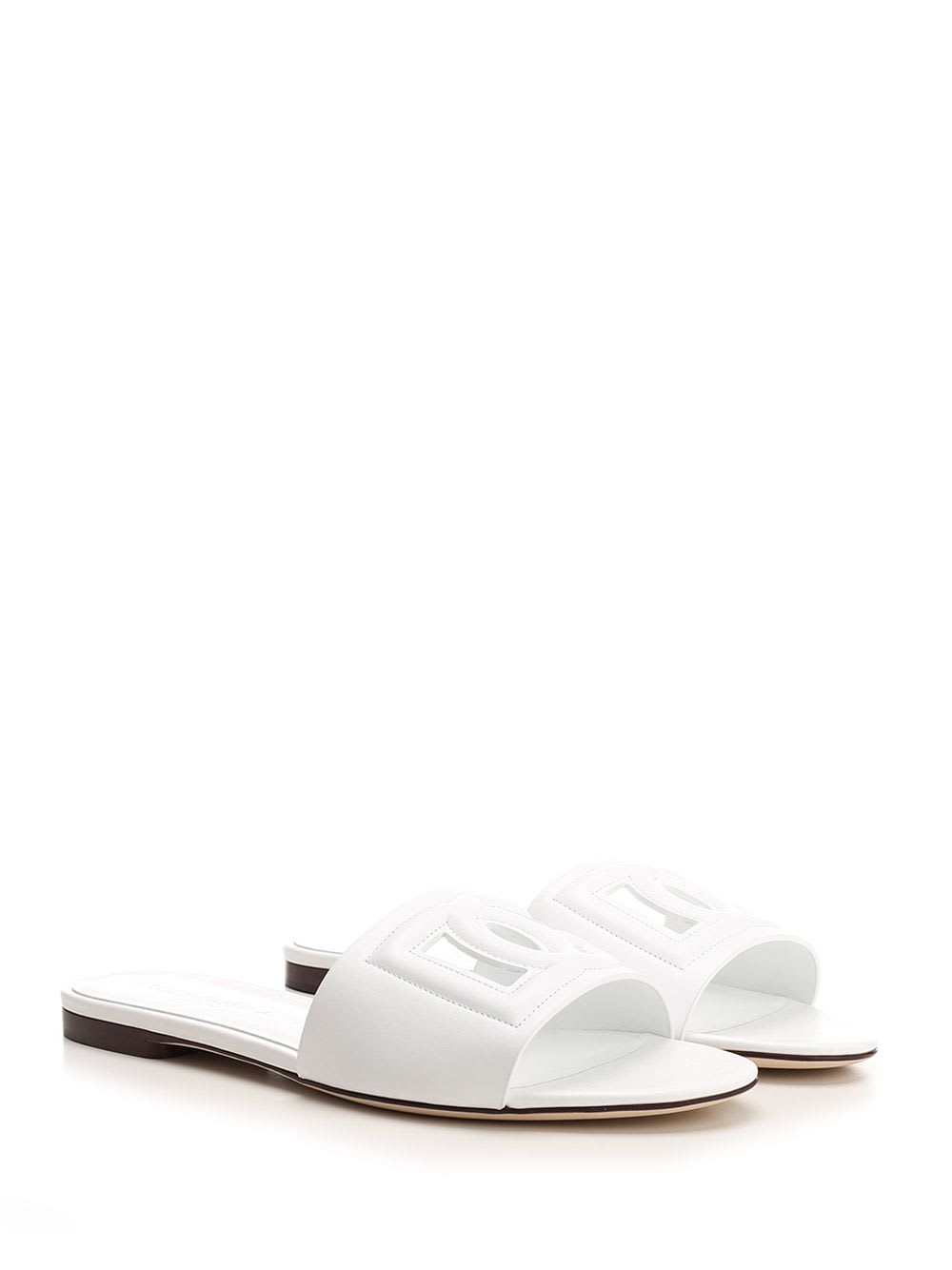 Dolce & Gabbana Slides With Dg Millennials Logo In White