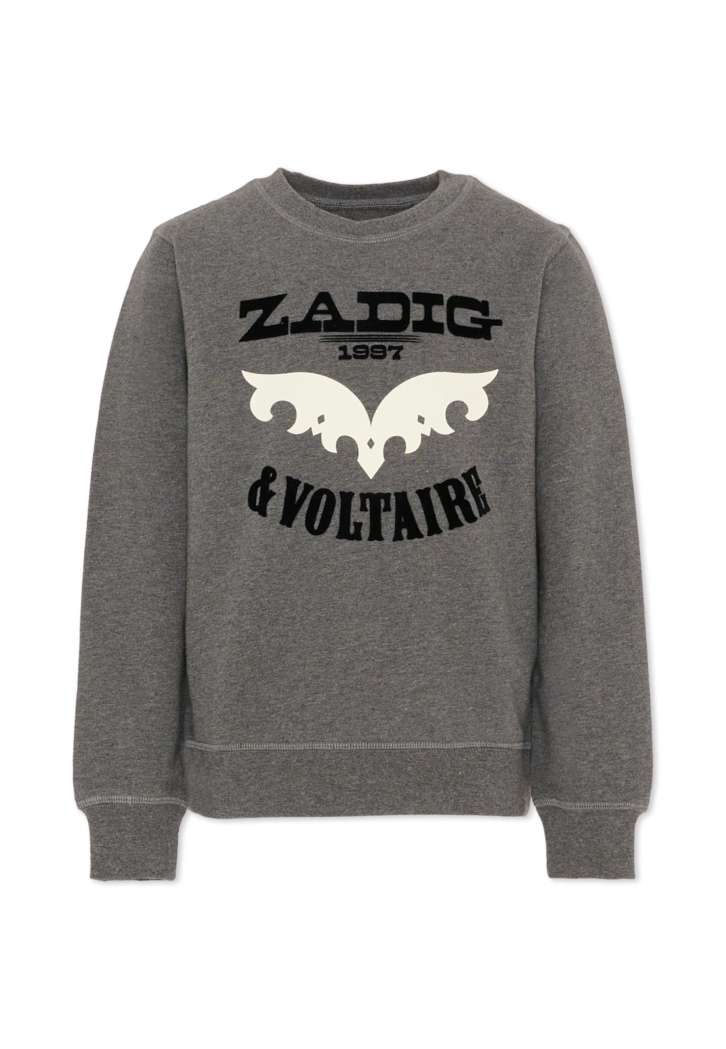 Zadig & Voltaire Grey Sweatshirt For Kids With Logo In Gray