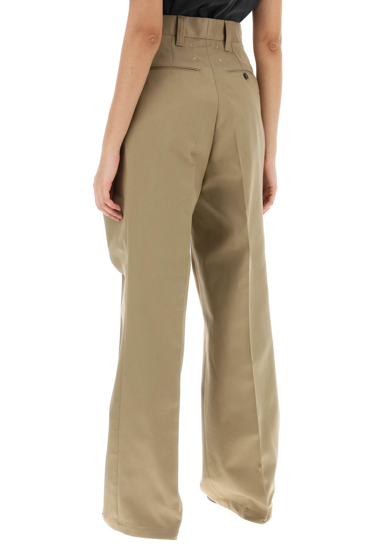 Shop Maison Margiela Trousers With Triple Ple In Beige (beige)