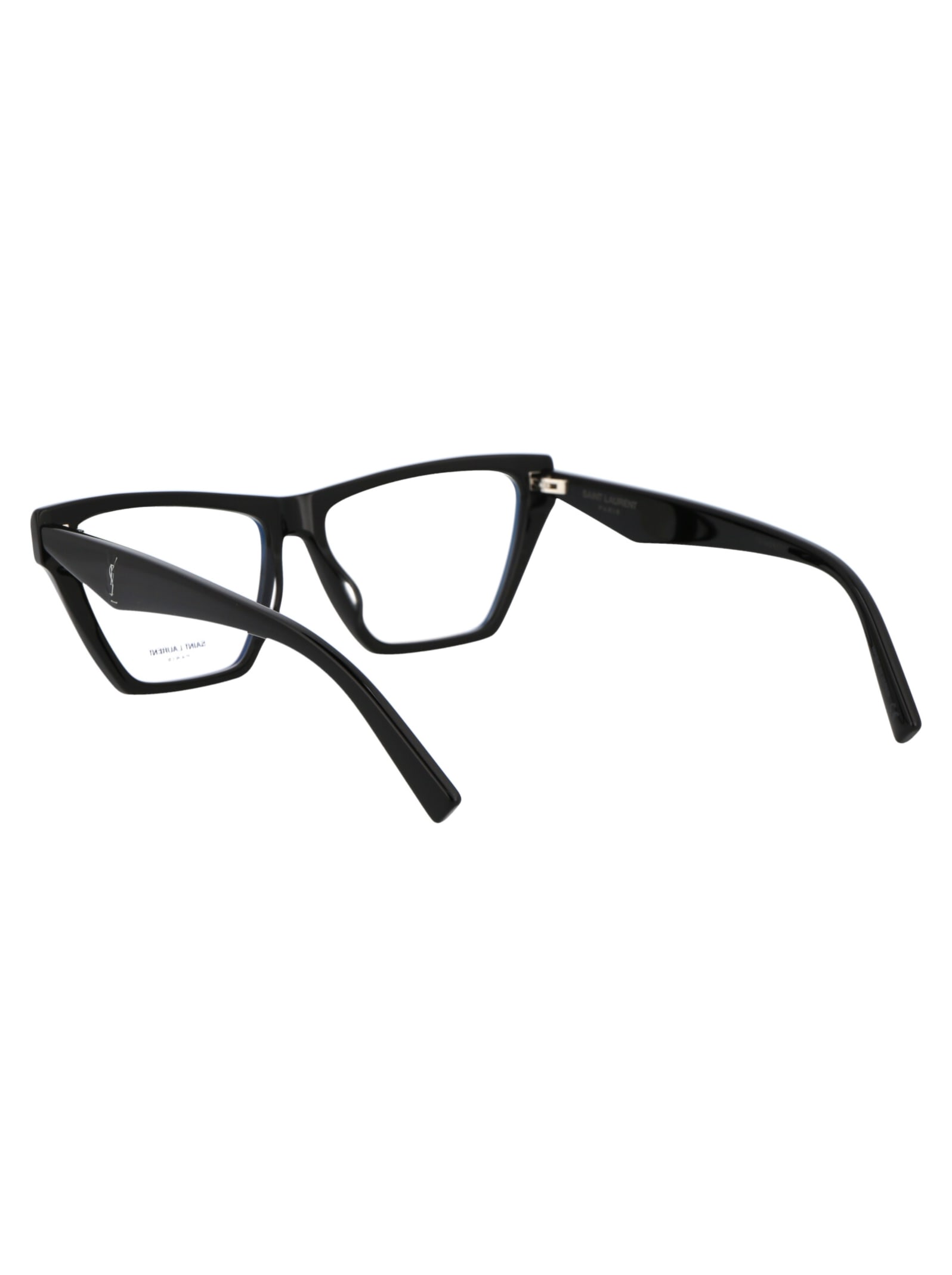 Shop Saint Laurent Sl M103 Opt Glasses In 002 Black Black Transparent
