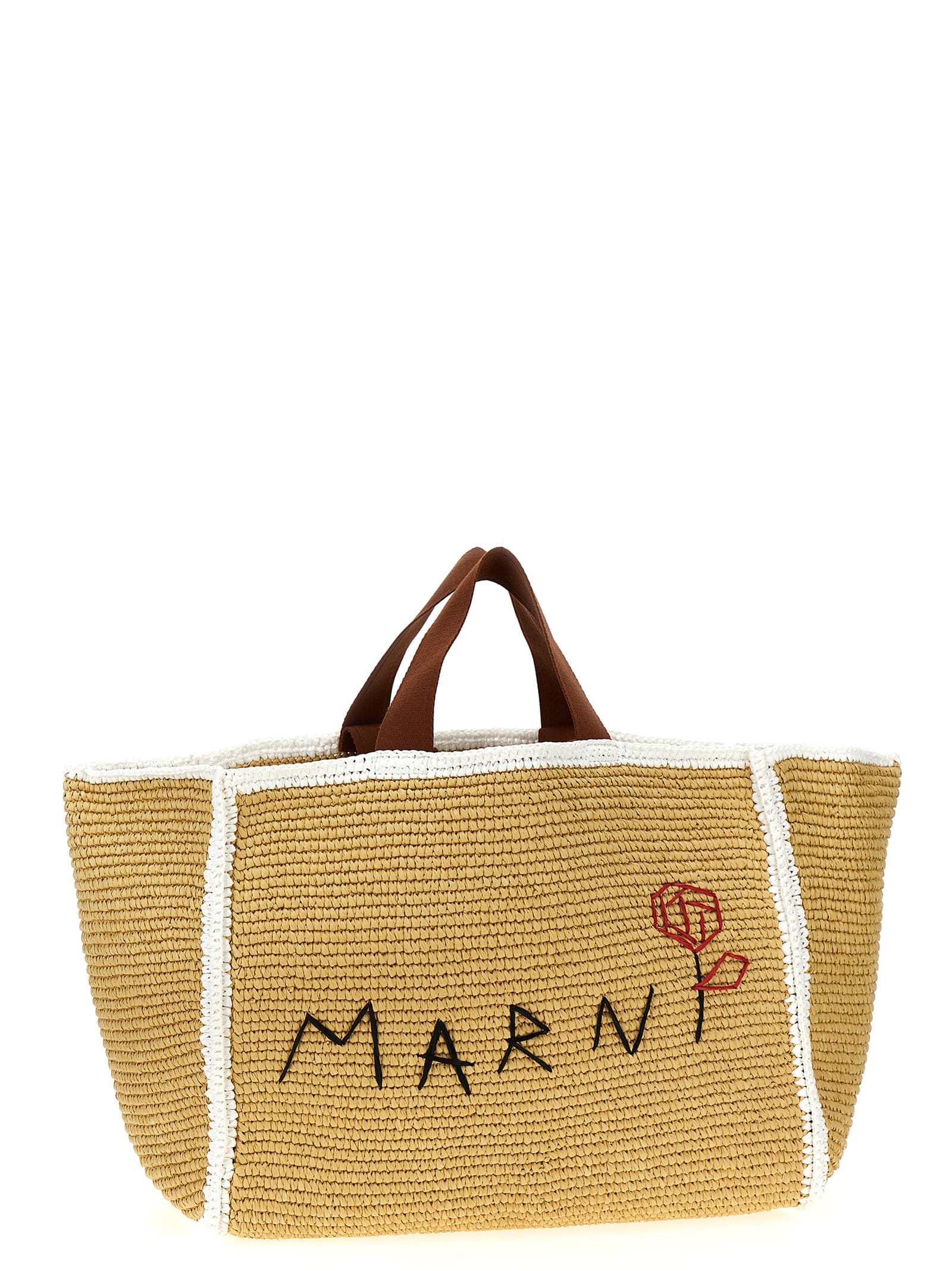 Shop Marni Sillo Shopping Bag In Beige