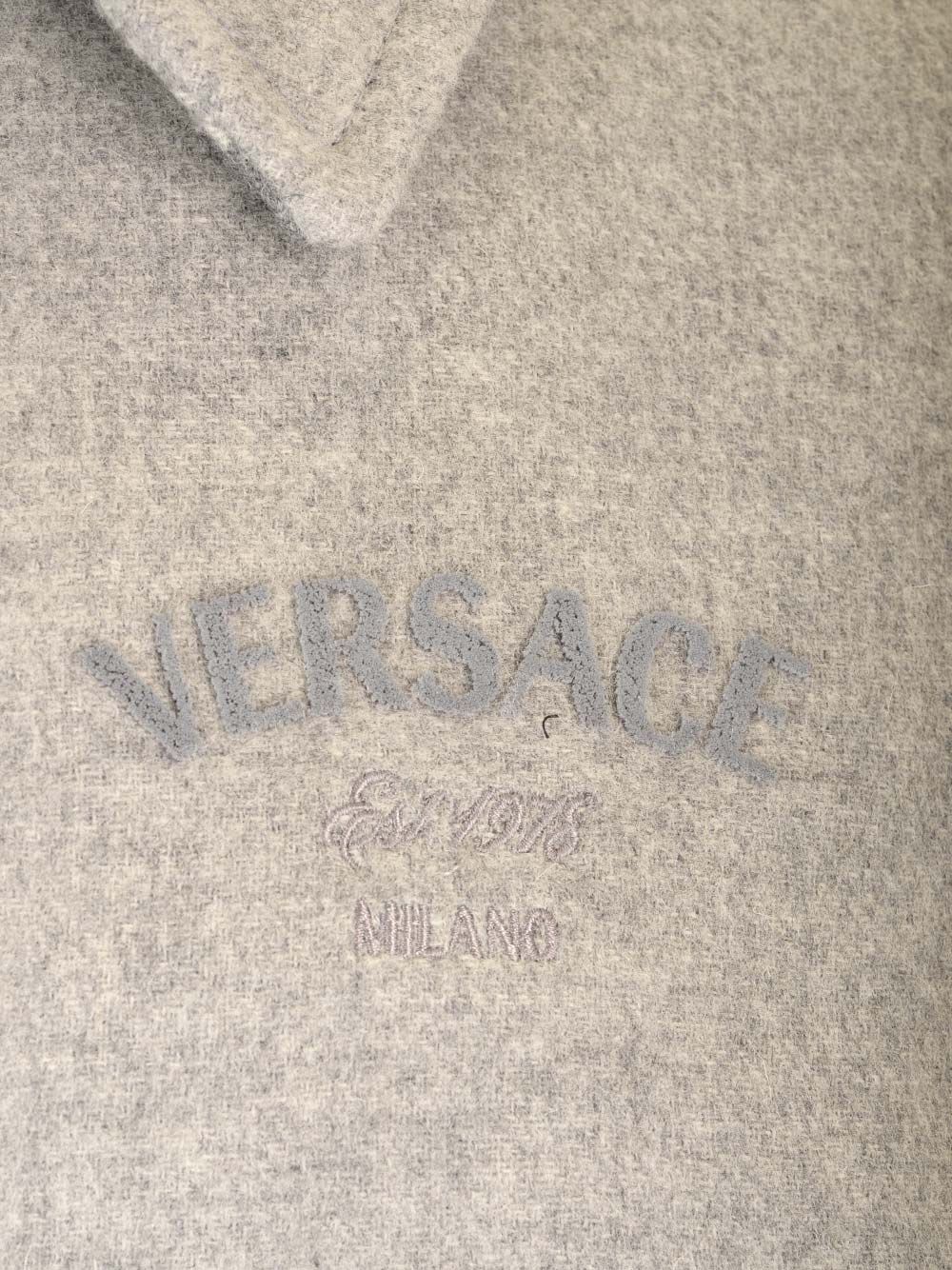 Shop Versace Wool Blend Blouse Jacket In Grey