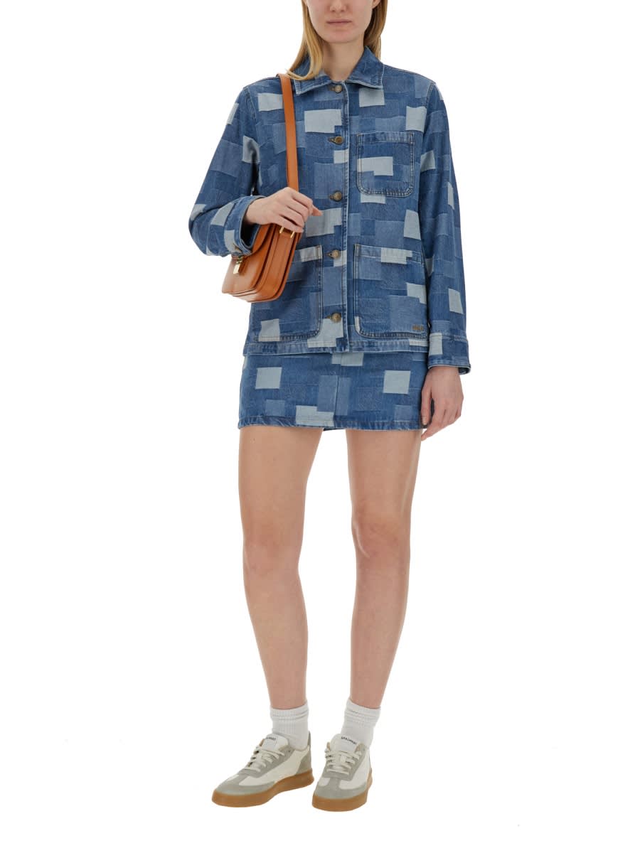 Shop Apc Mary-jane Skirt In Blu