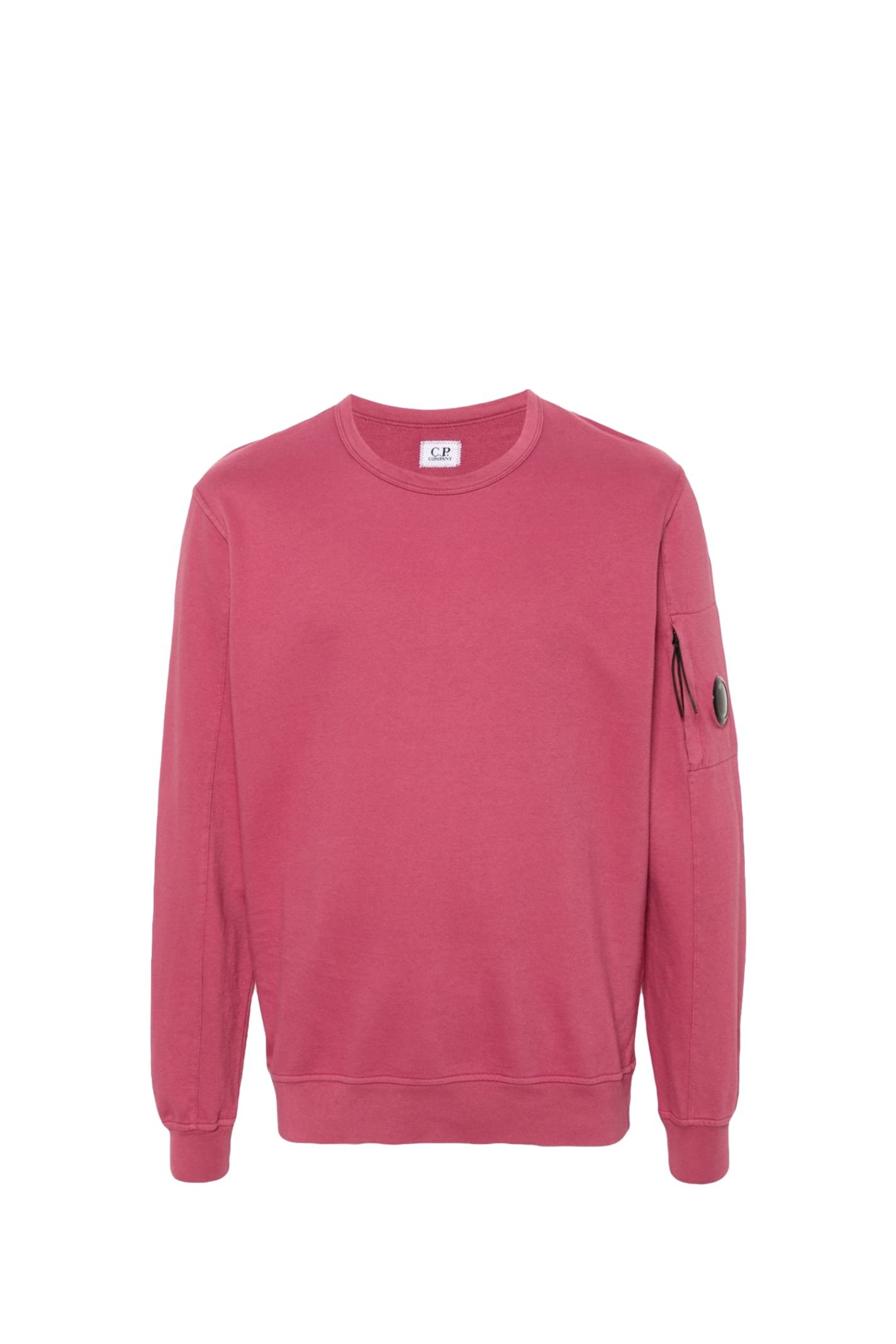 Shop C.p. Company Light Fleece Crewneck Sweatshirt In Rosso