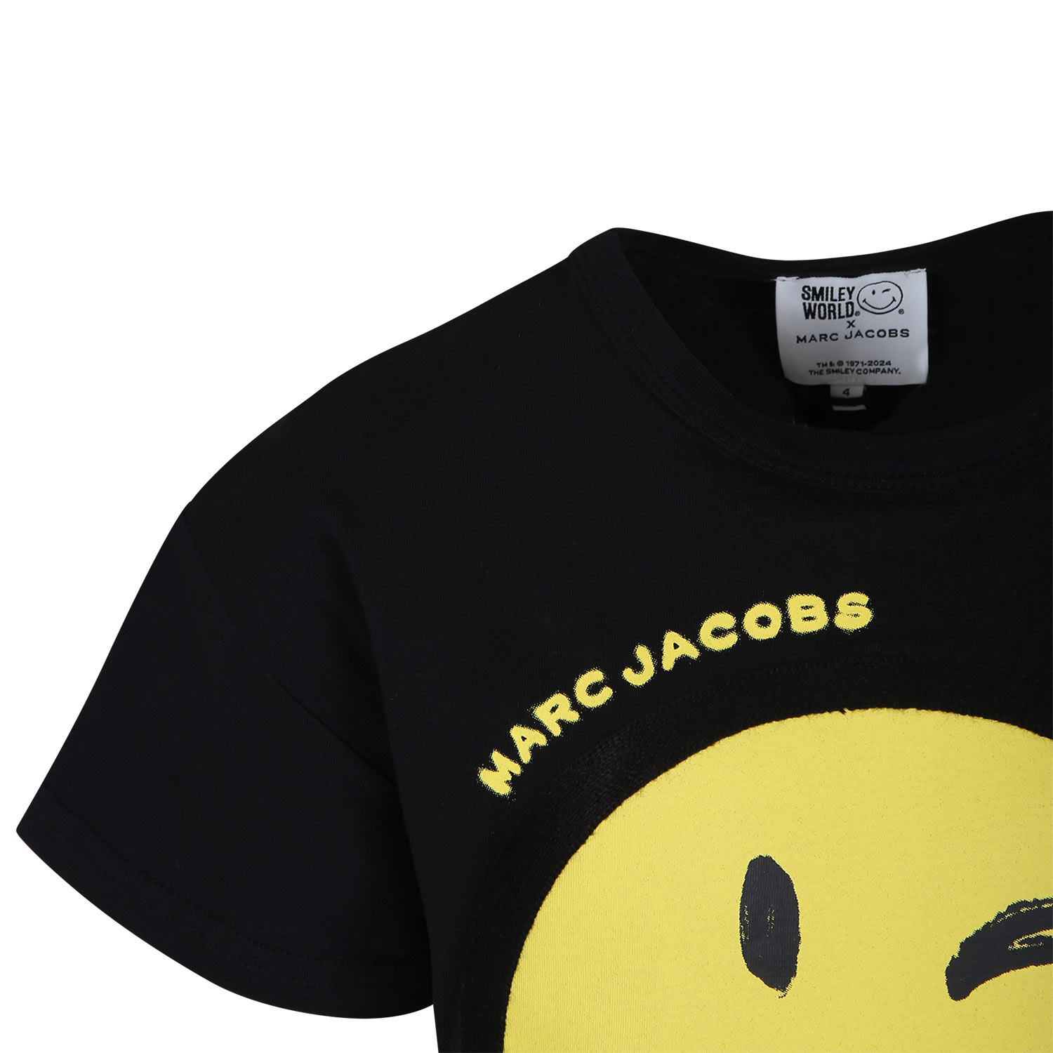 Shop Marc Jacobs Black T-shirt For Girl With Smiley And Logo In Nero