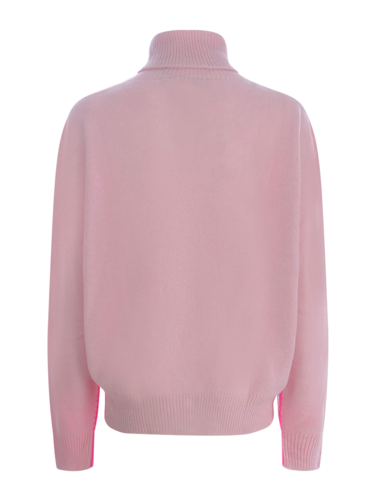 Shop Dsquared2 Turtleneck Sweater  Two-tone In Wool And Cashmere In Fucsia