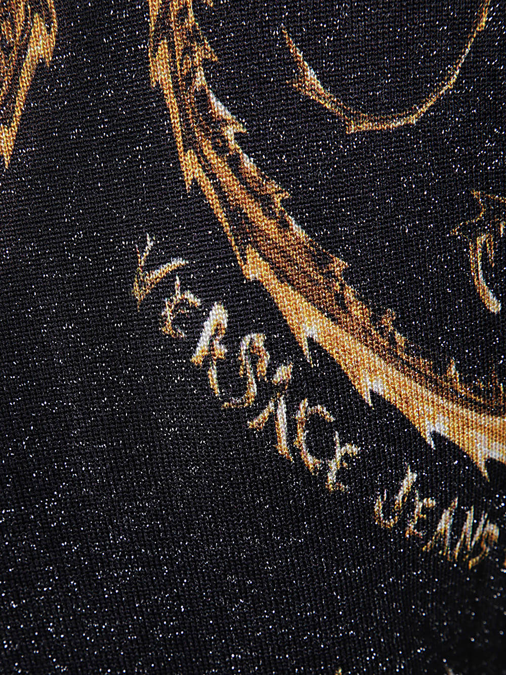 Shop Versace Jeans Couture Lurex Print Sweater In Black Gold