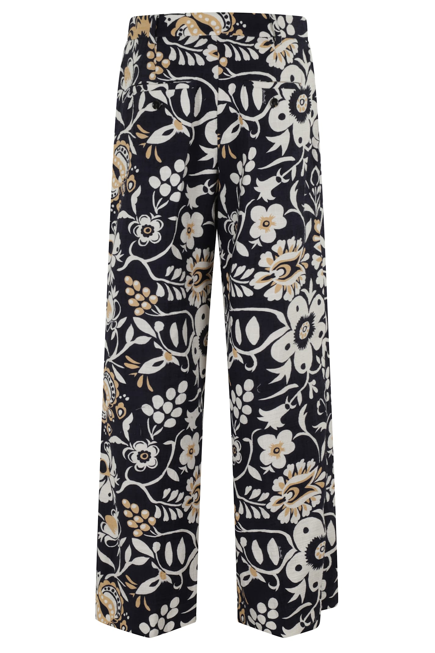 La Doublej La Double J Floral-pattern Loose Pants With Relaxed Fit In Black