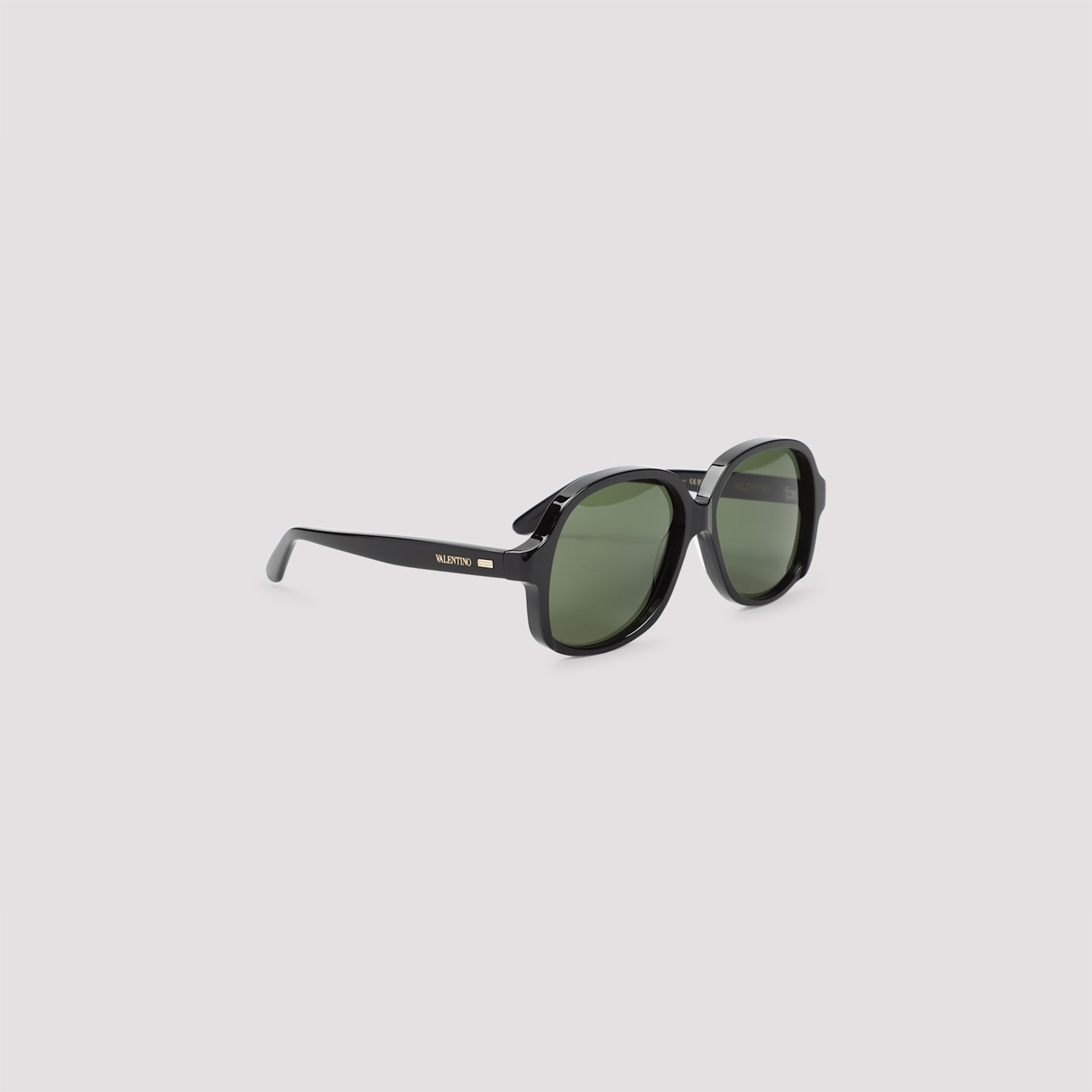Valentino Vintage Black Acetate Sunglasses With Gold-tone Detail In Blk Gld