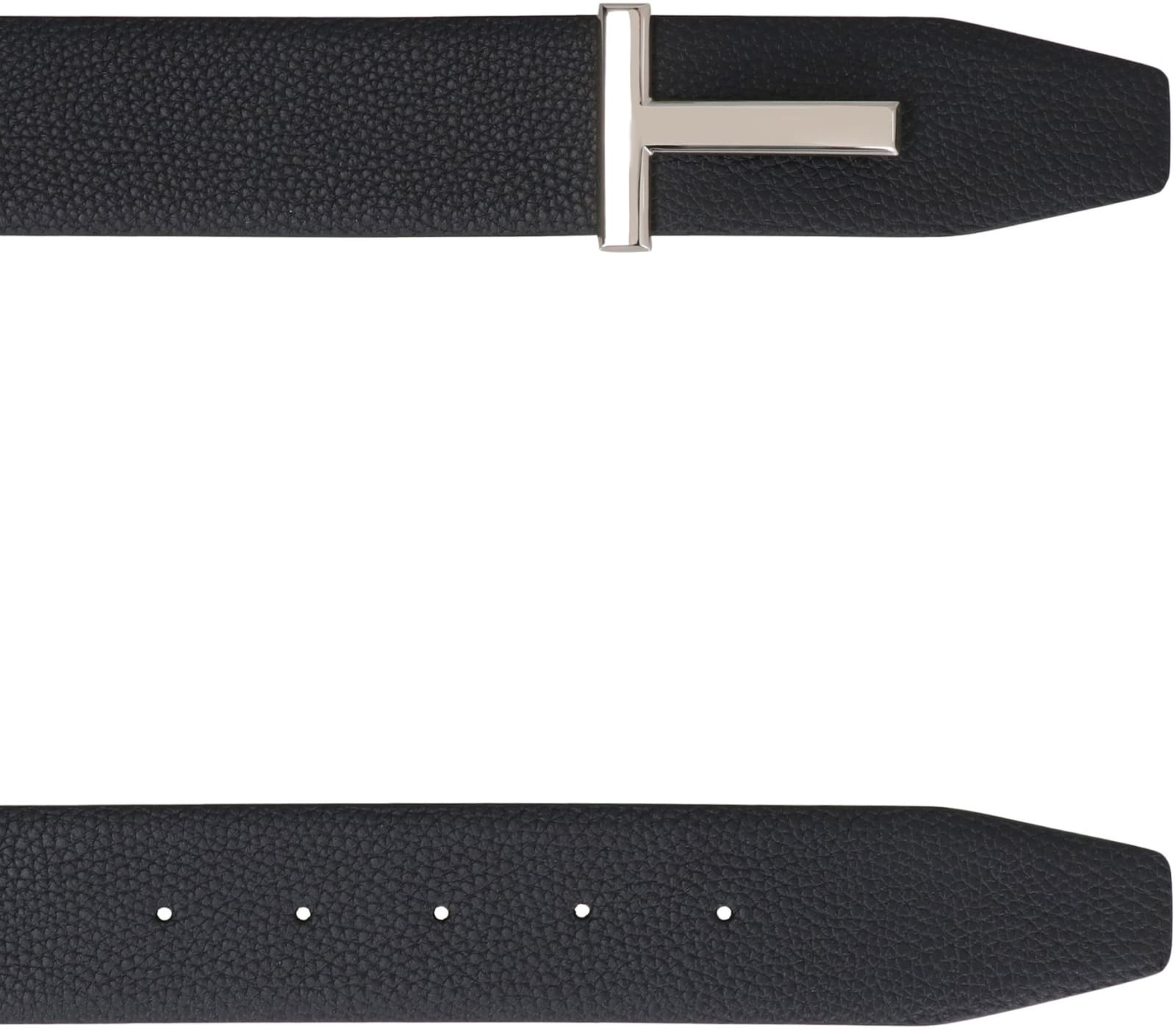 Shop Tom Ford Grainy Leather Belt In Dark Navy Black