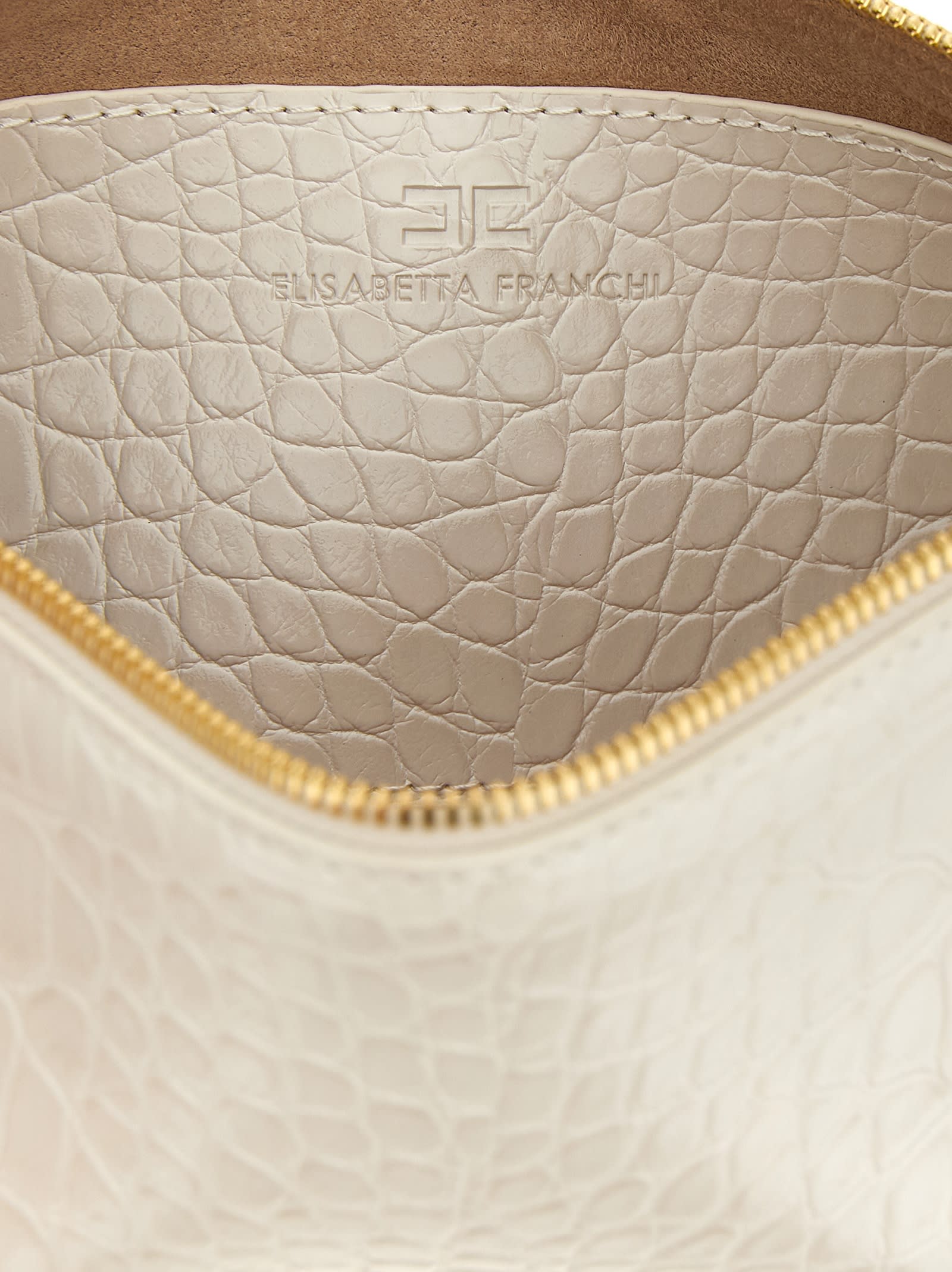 Elisabetta Franchi Baguette Clutch In White