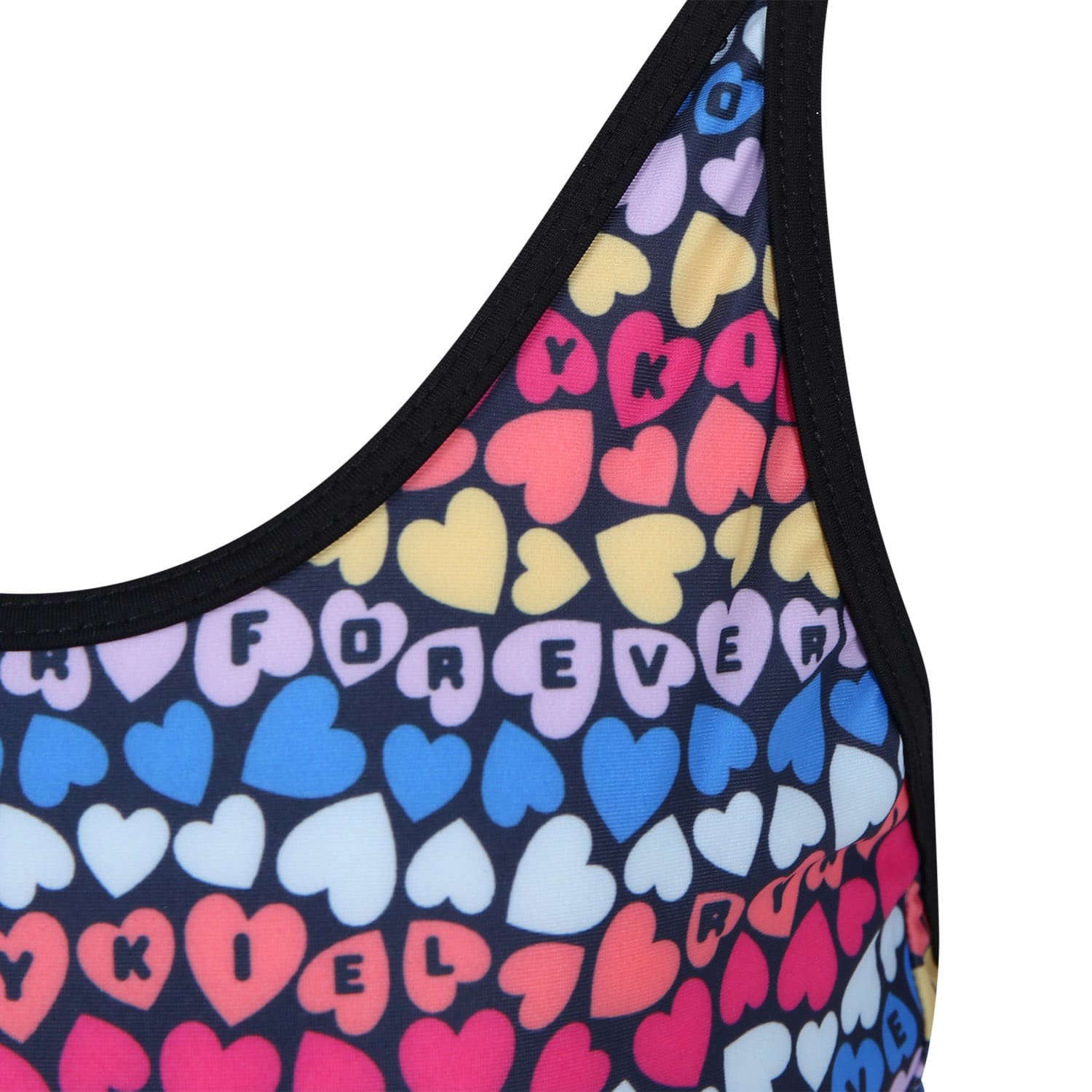 Shop Rykiel Enfant Multicolor One-piece Swimsuit For Girl With Little Hearts And All-over Multicolor Logo