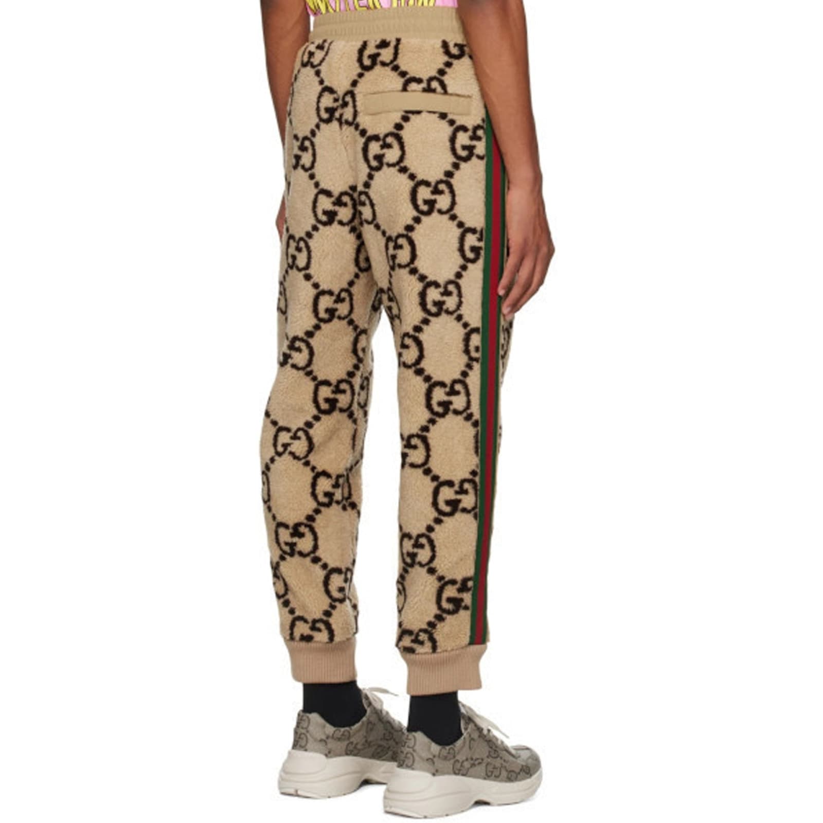 Shop Gucci Wool Sweatpants In Beige