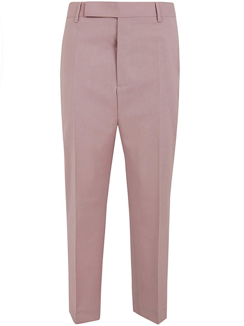 Shop Rick Owens Straight-leg Cropped Tailored Pants In Dusty Pink