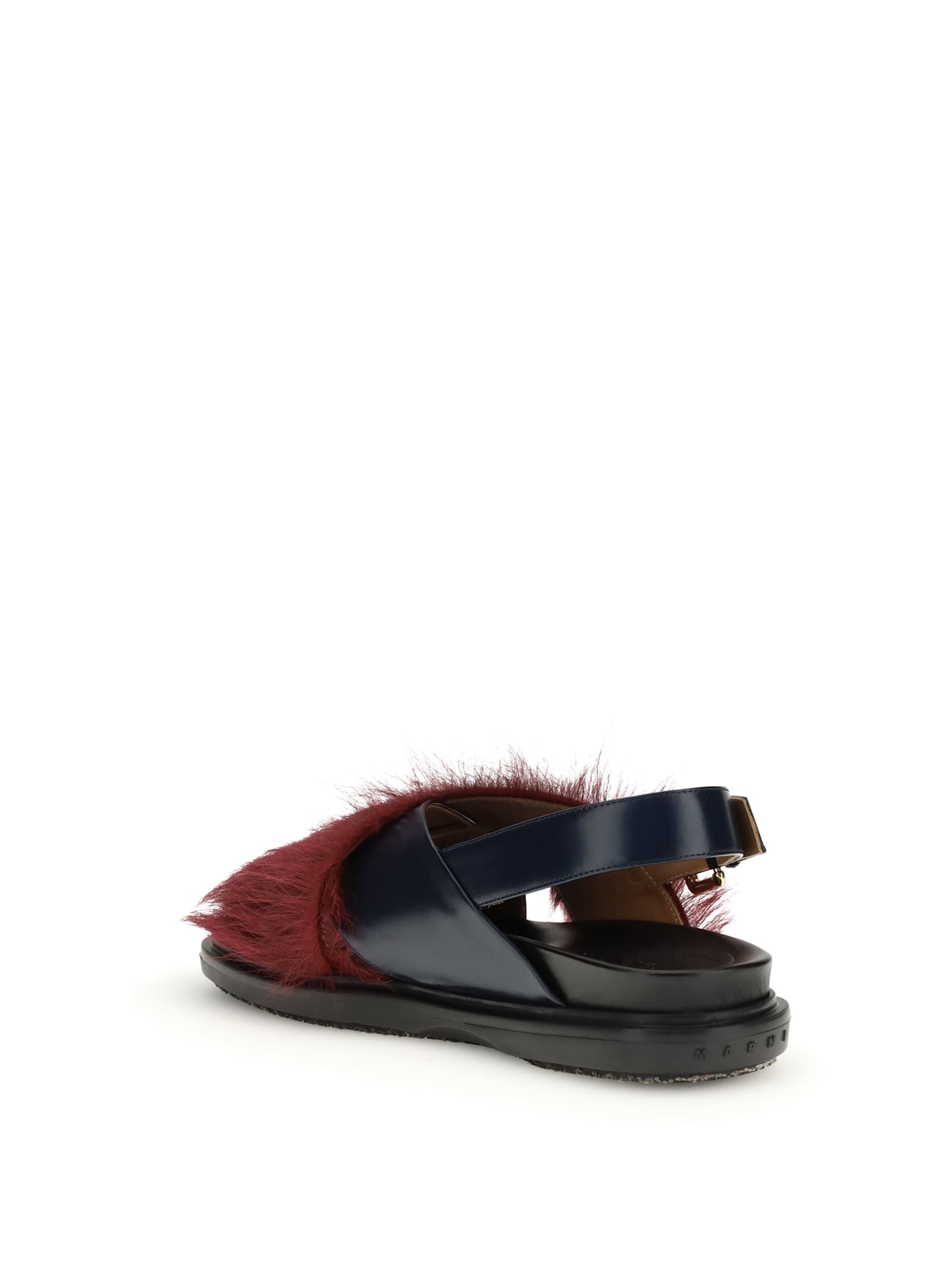 Marni Fussbett Plush Cross-strap Sandals In Brown