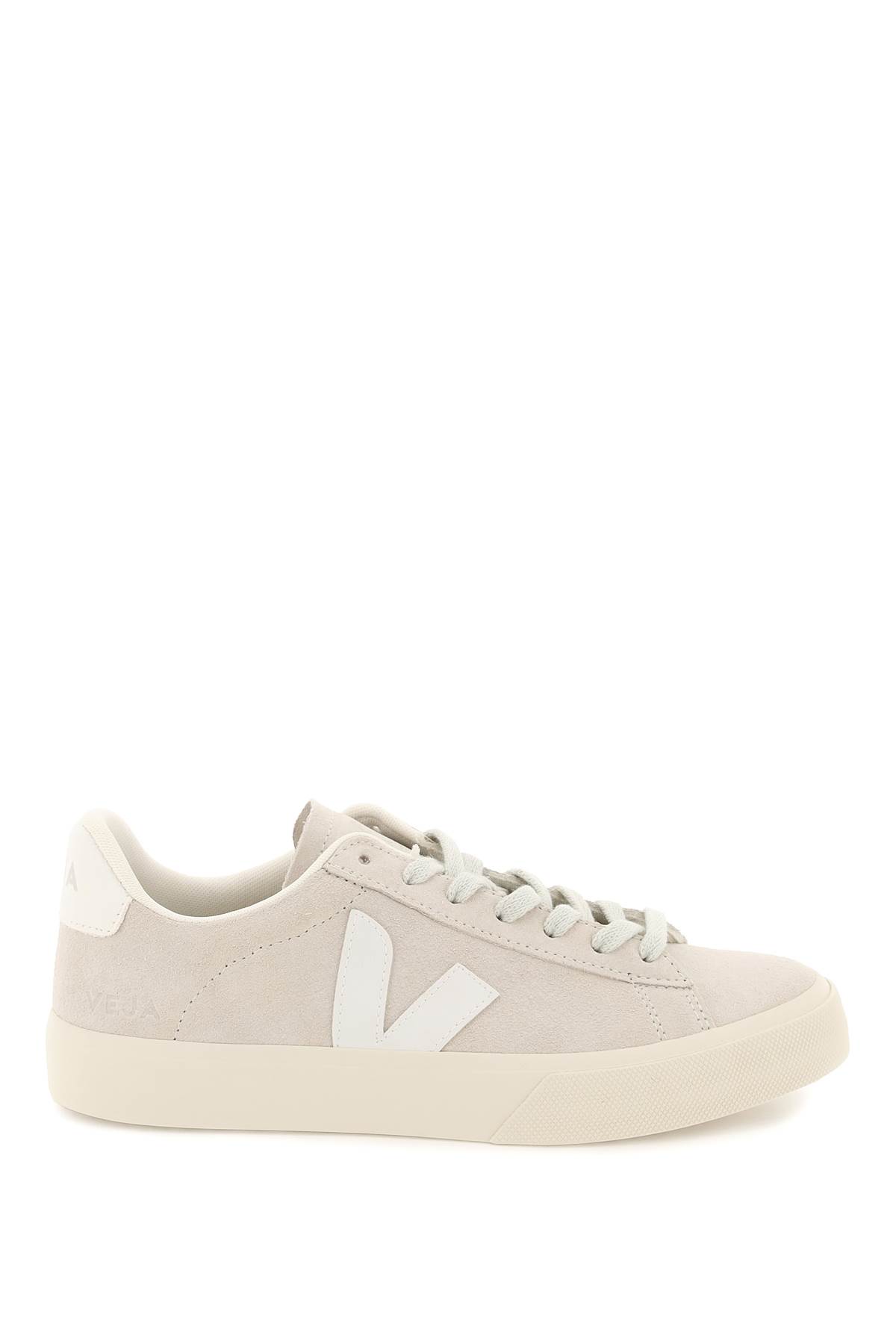 Shop Veja Chromefree Leather Campo Sneakers In Natural White (grey)
