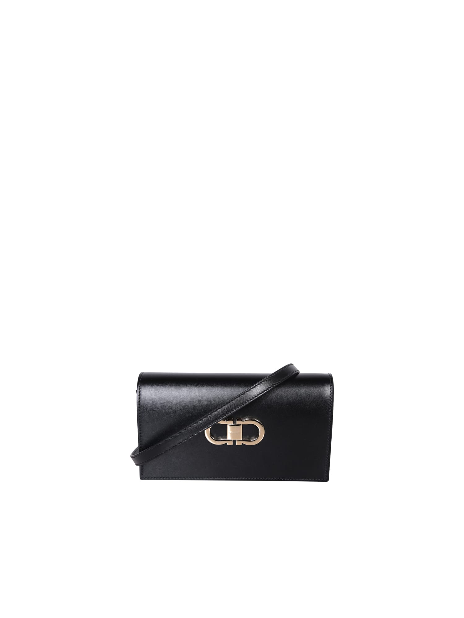 Shop Ferragamo Mini Flat Black Clutch Bag