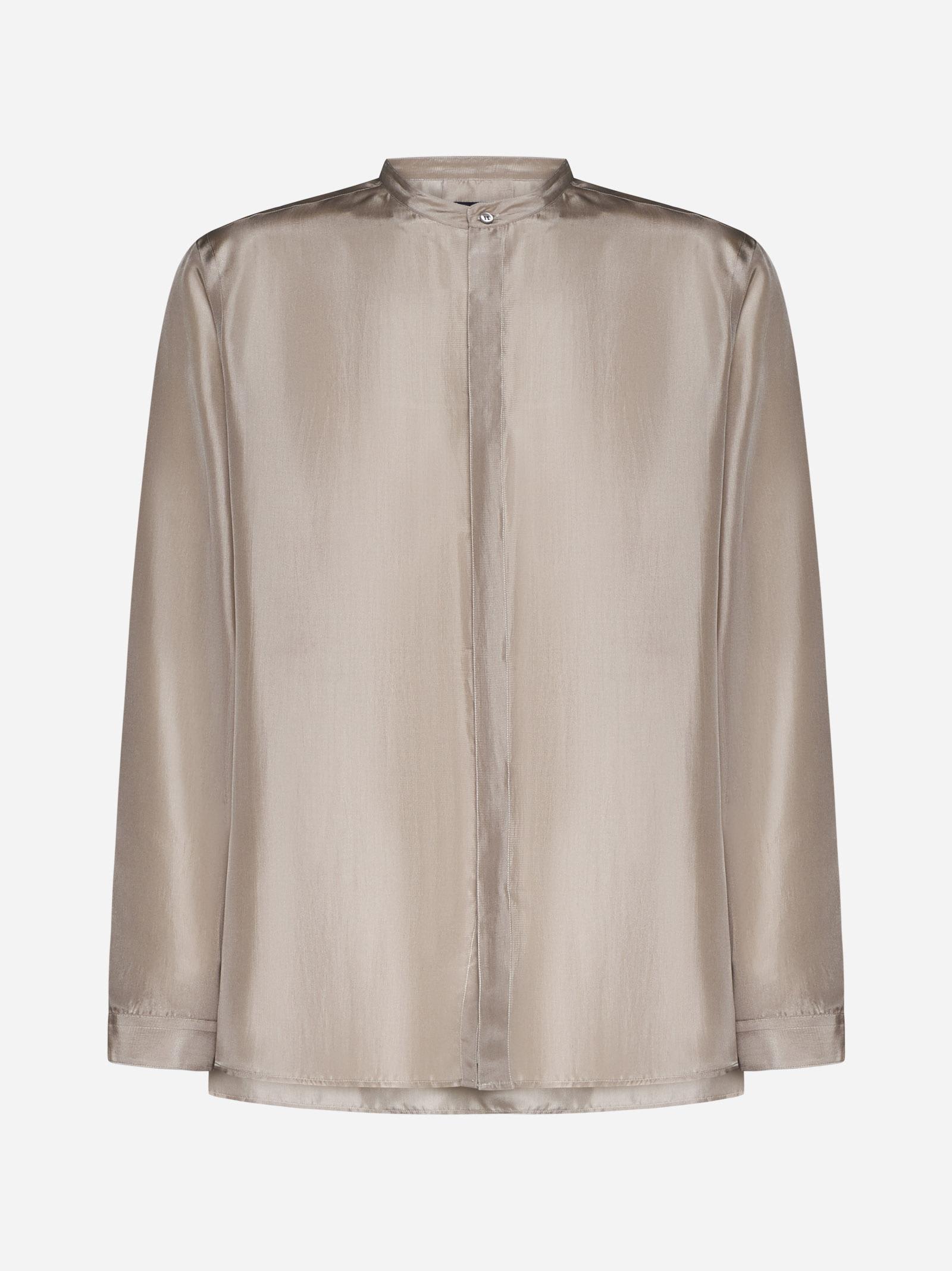 Shop Giorgio Armani Silk Shirt In Neutrals