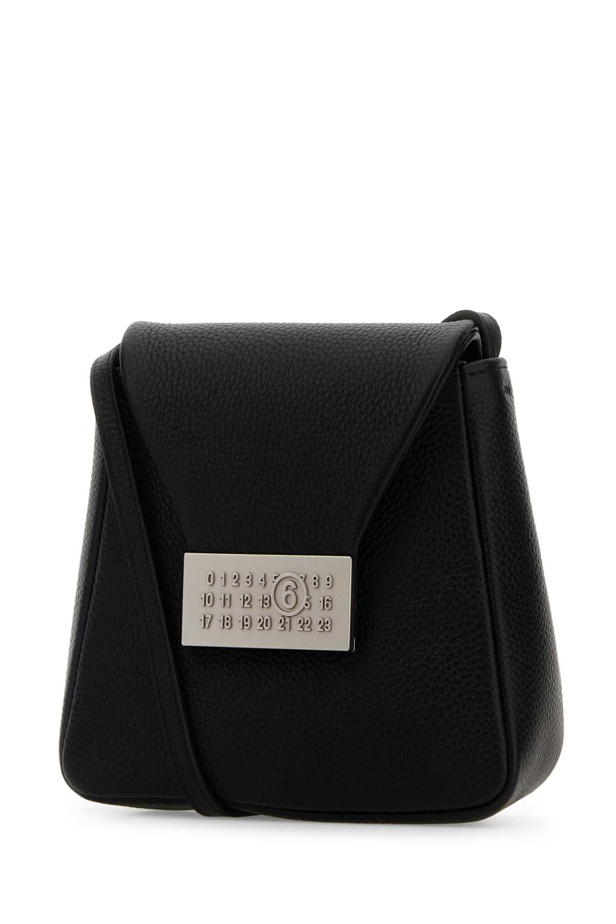 Mm6 Maison Margiela Black Leather Numeric Crossbody Bag In Black