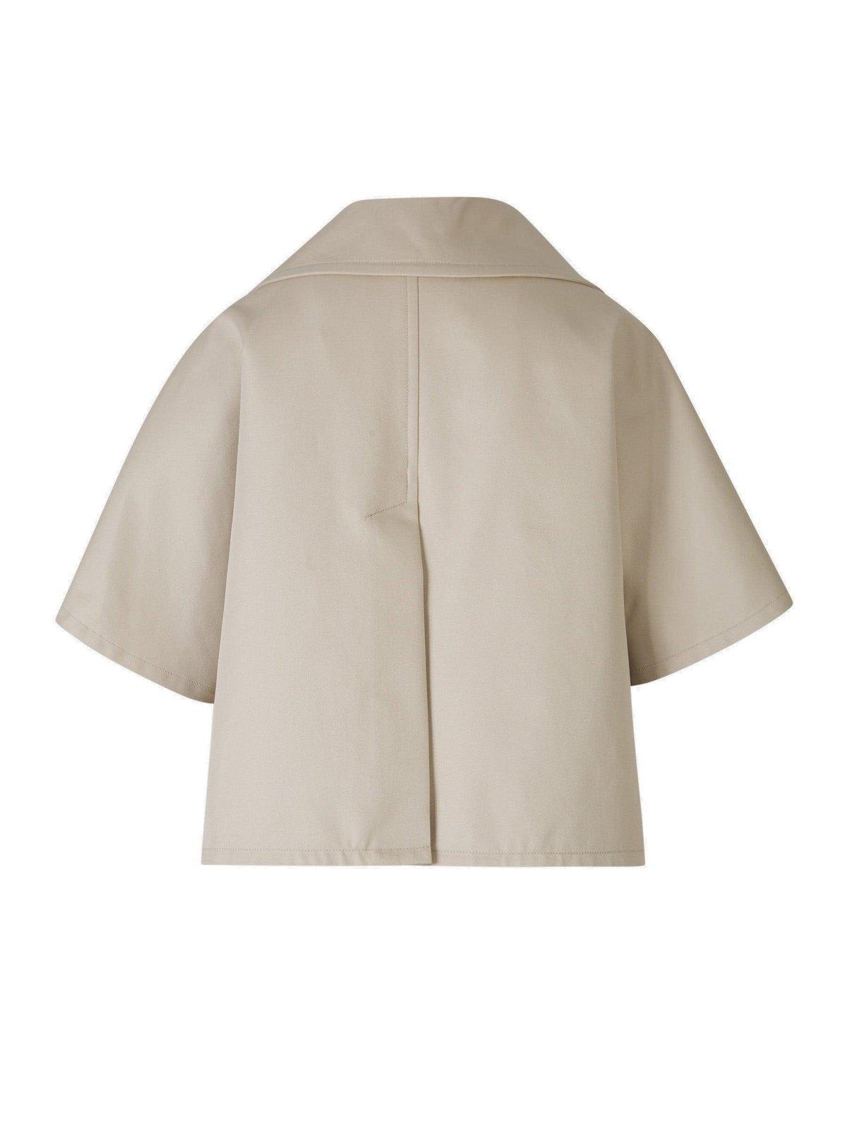 Shop Max Mara Button-up Short-sleeve Trench Coat In Sand