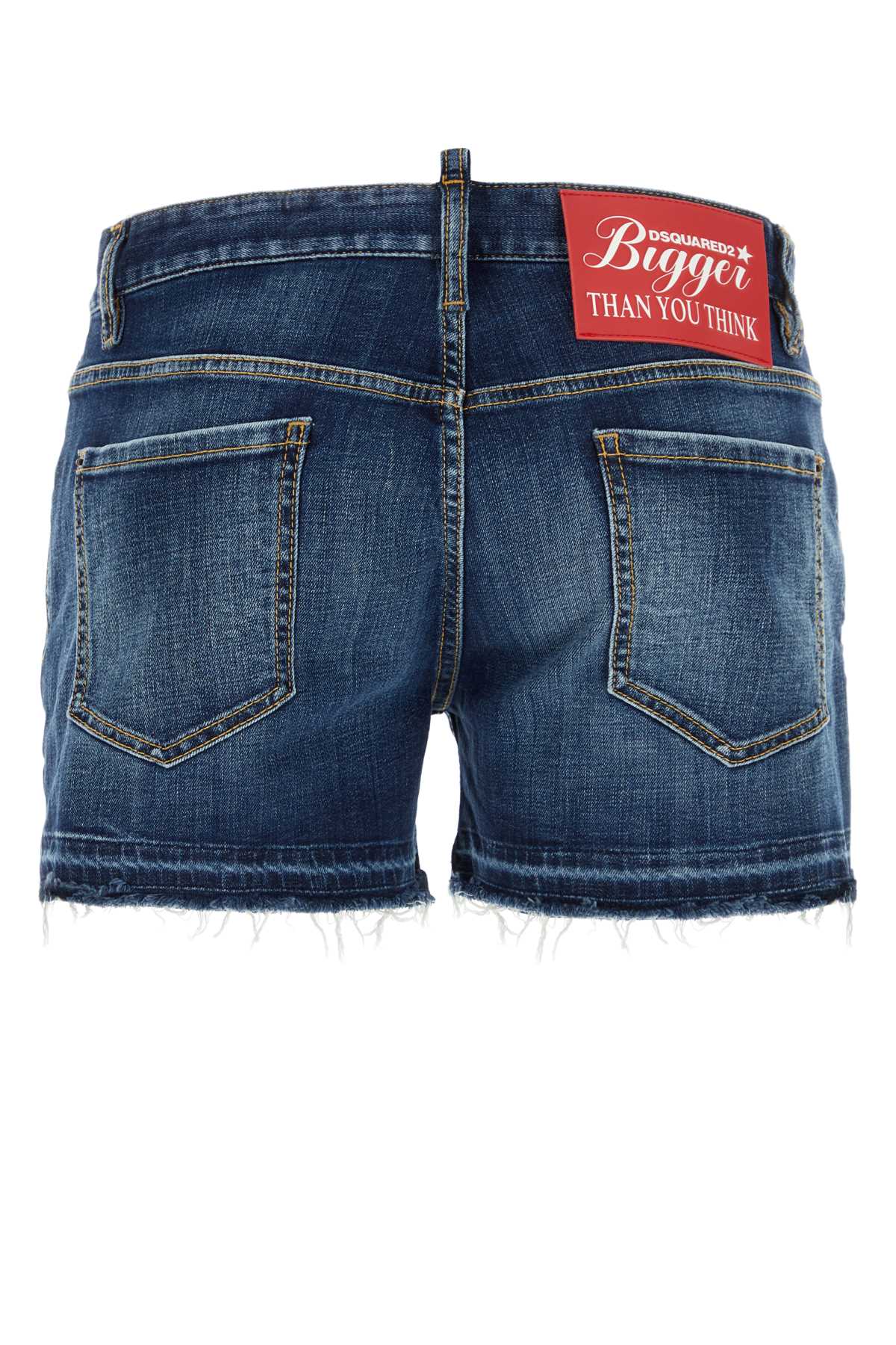 Dsquared2 Blue Stretch Denim Dsquared X Rocco Shorts In Navyblue
