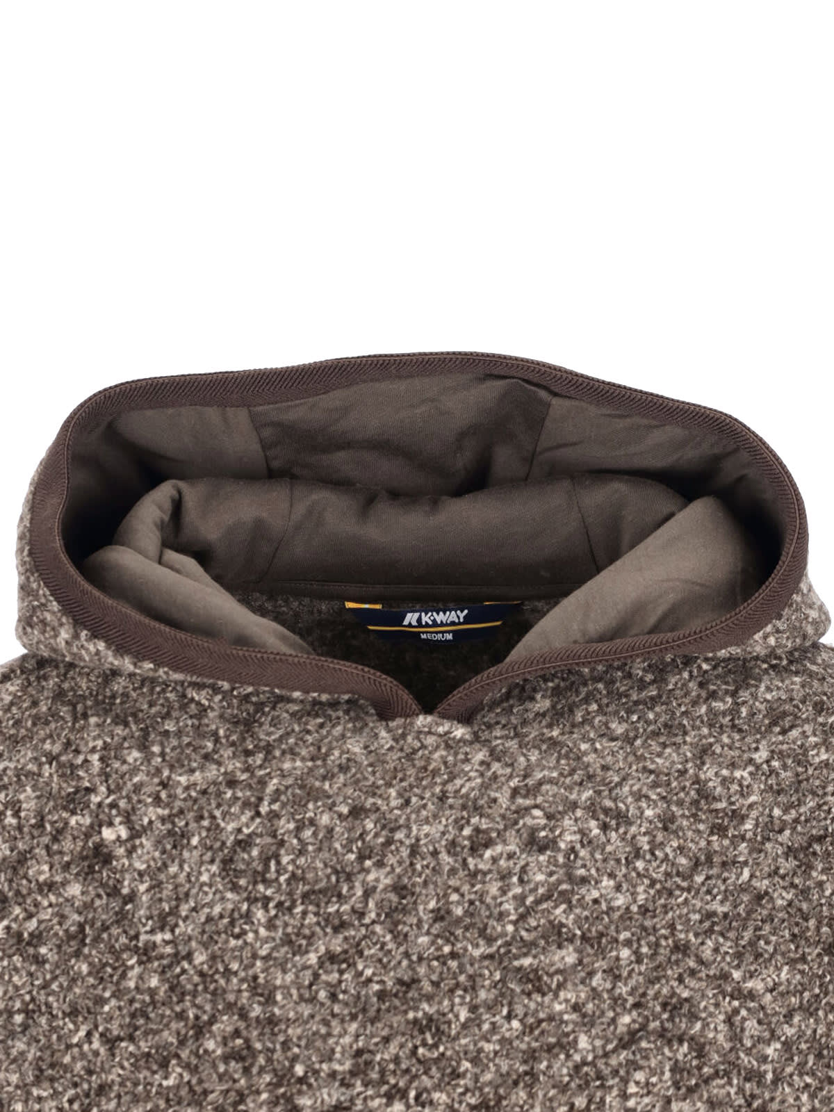 K-way Hooded Long Sleeve Textured Knit Sweater In Brown