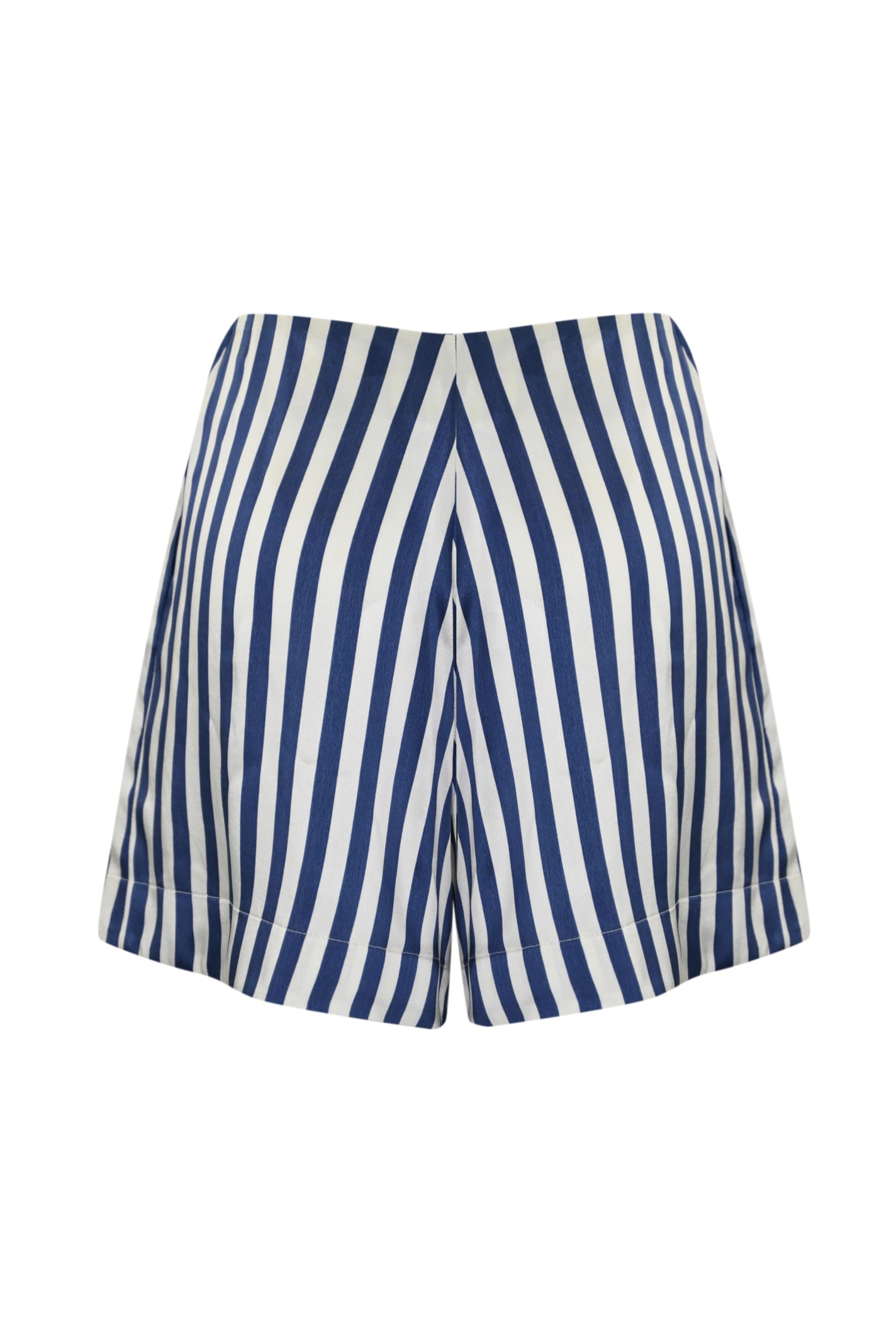 Shop Mvp Wardrobe Le Galion Shorts In Viscose In Cream/deep Blue
