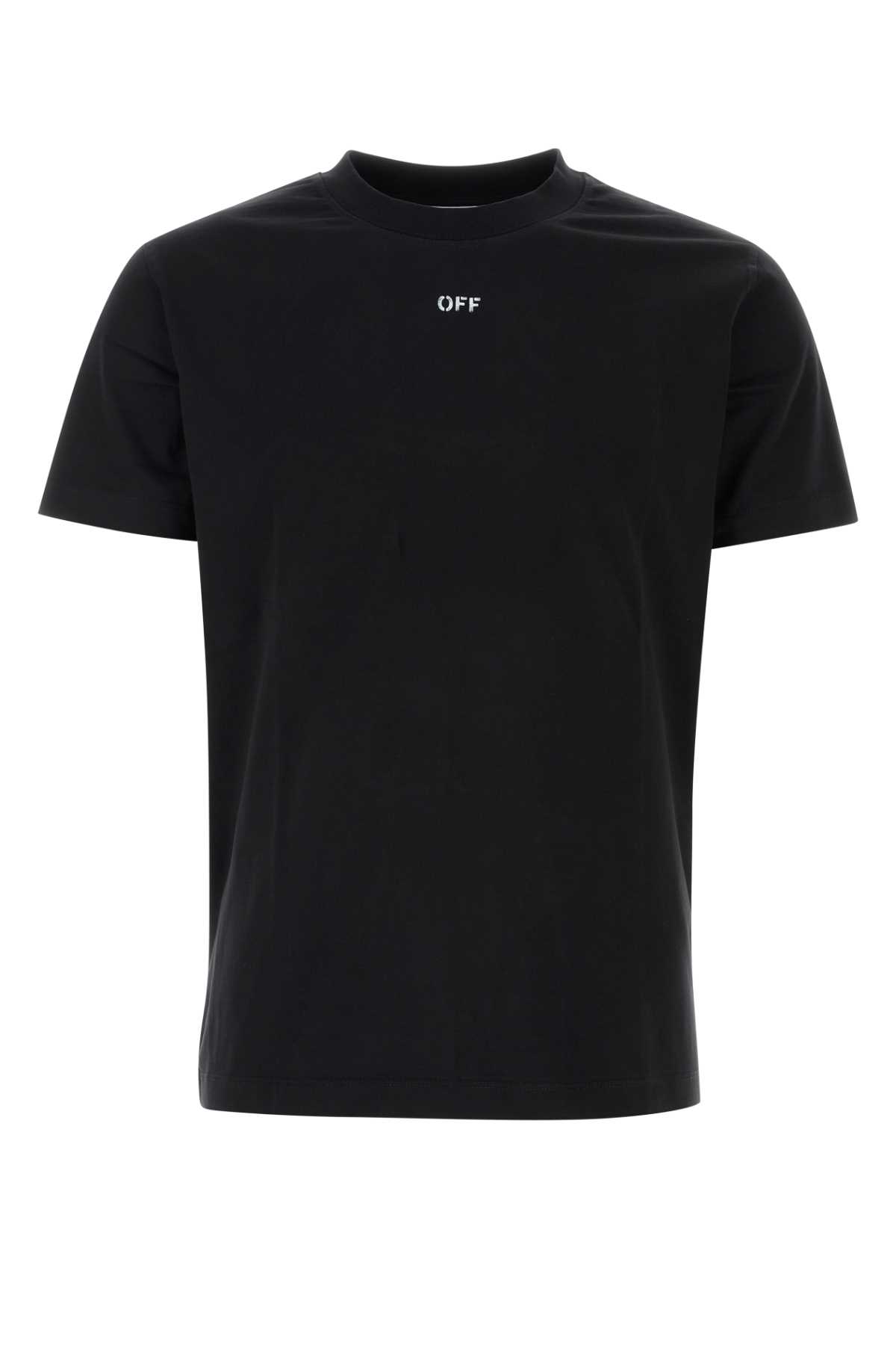 Shop Off-white Black Cotton T-shirt In 1001