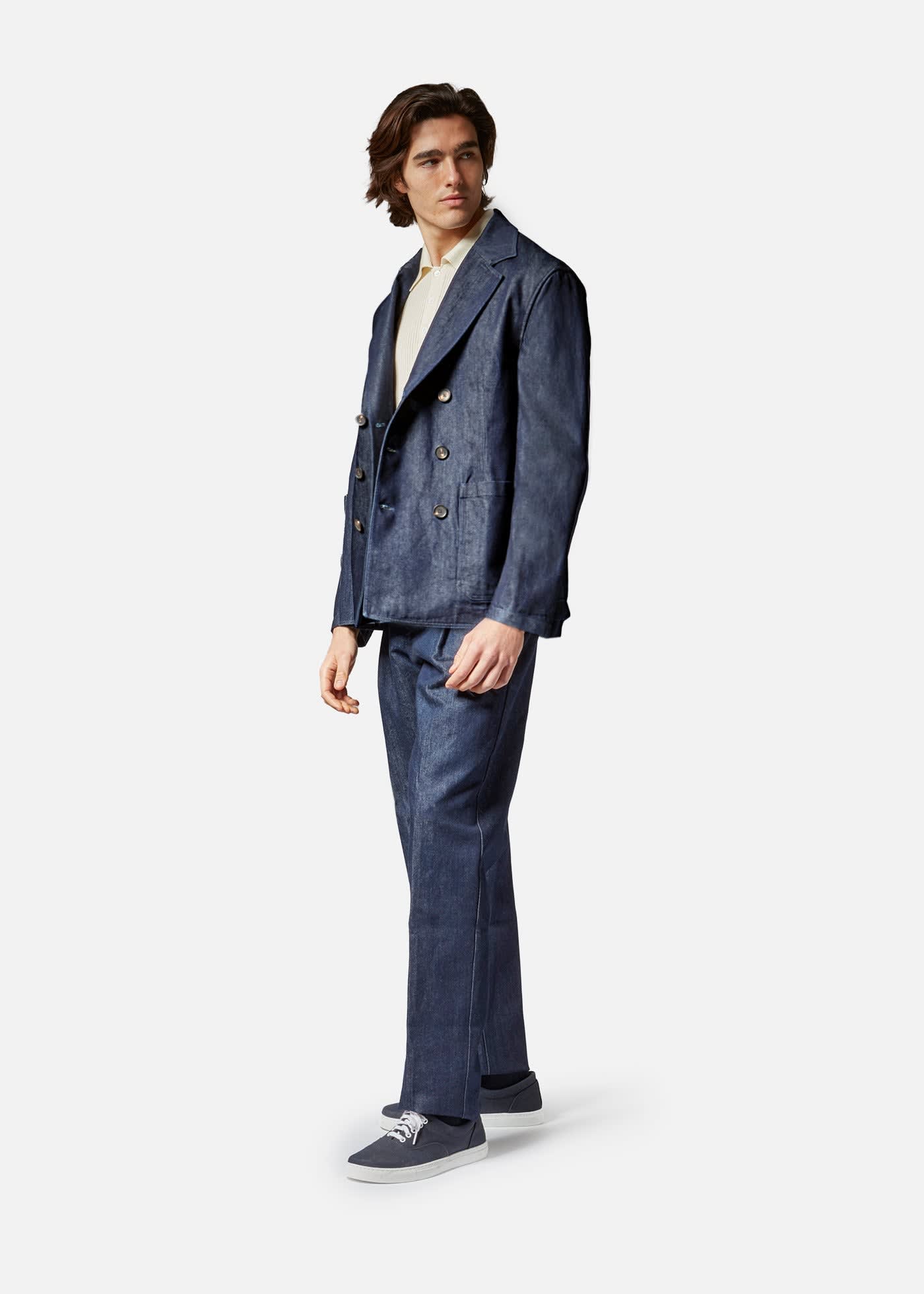 Doppiaa Aansonia Denim Double Breasted Blazer
