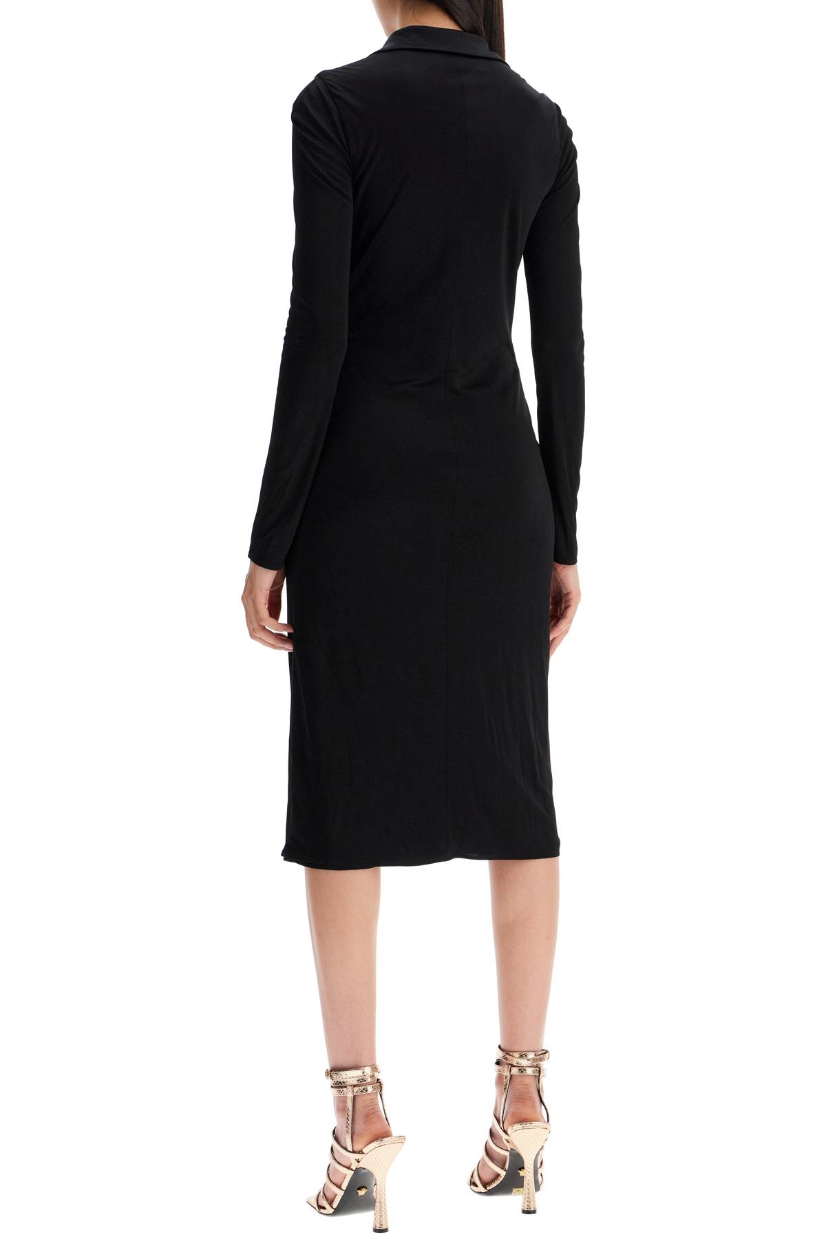 Shop Versace Draped Jersey Dress With In Black (black)