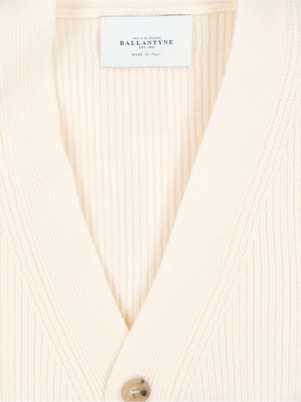Ballantyne Ribbed Cardigan In Neutral