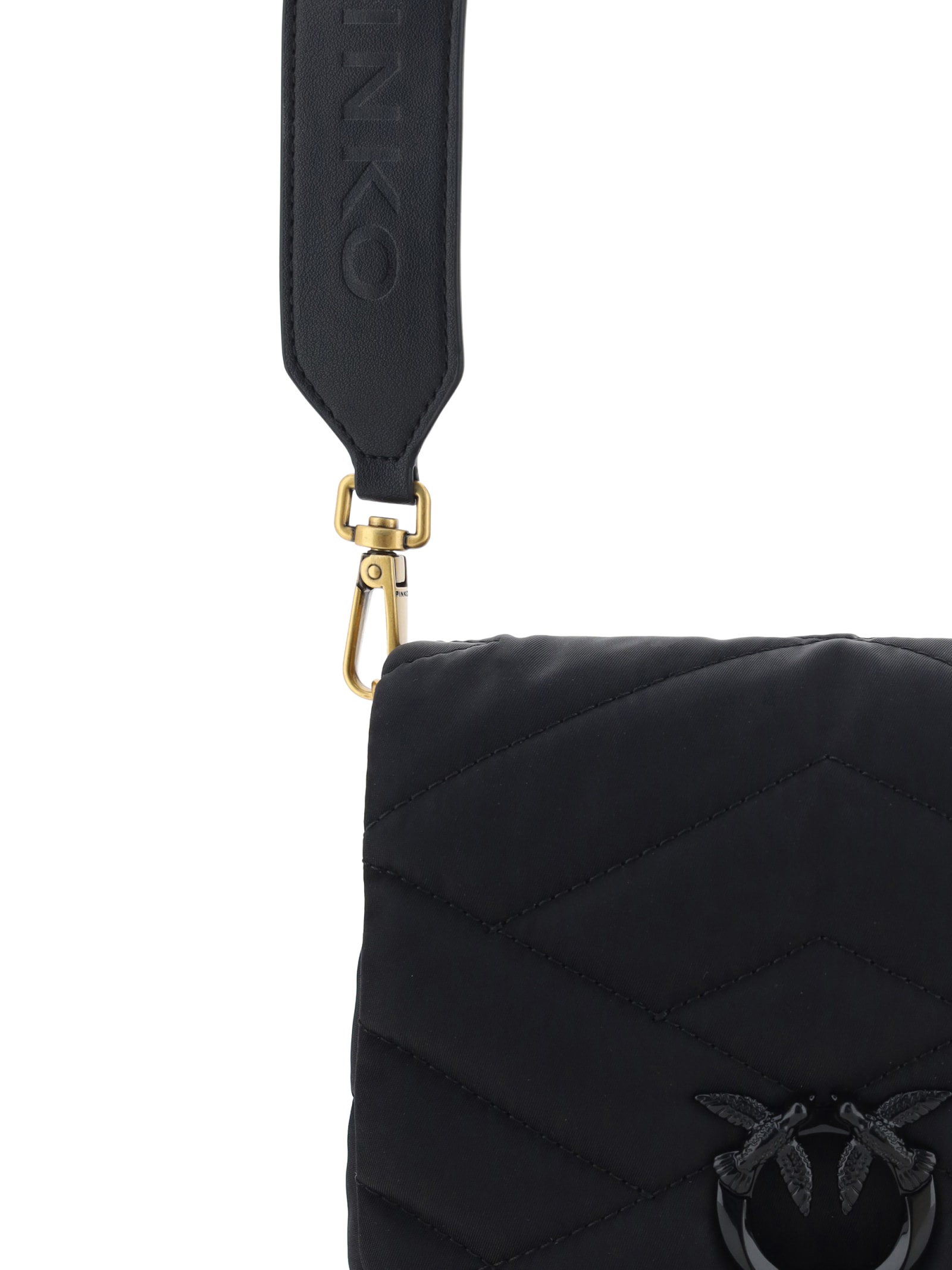 Shop Pinko Love Click Puff Shoulder Bag In Nero Limousine Block Color