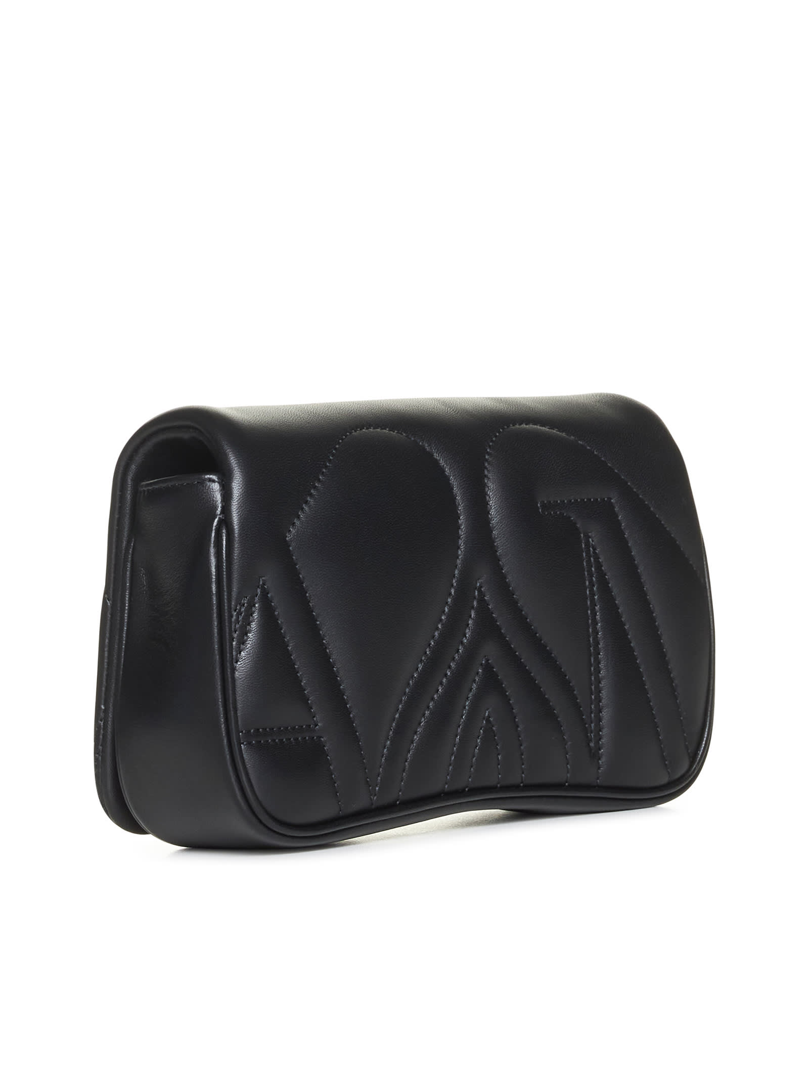 Alexander Mcqueen The Seal Mini Embellished Quilted Leather Shoulder Bag In Black