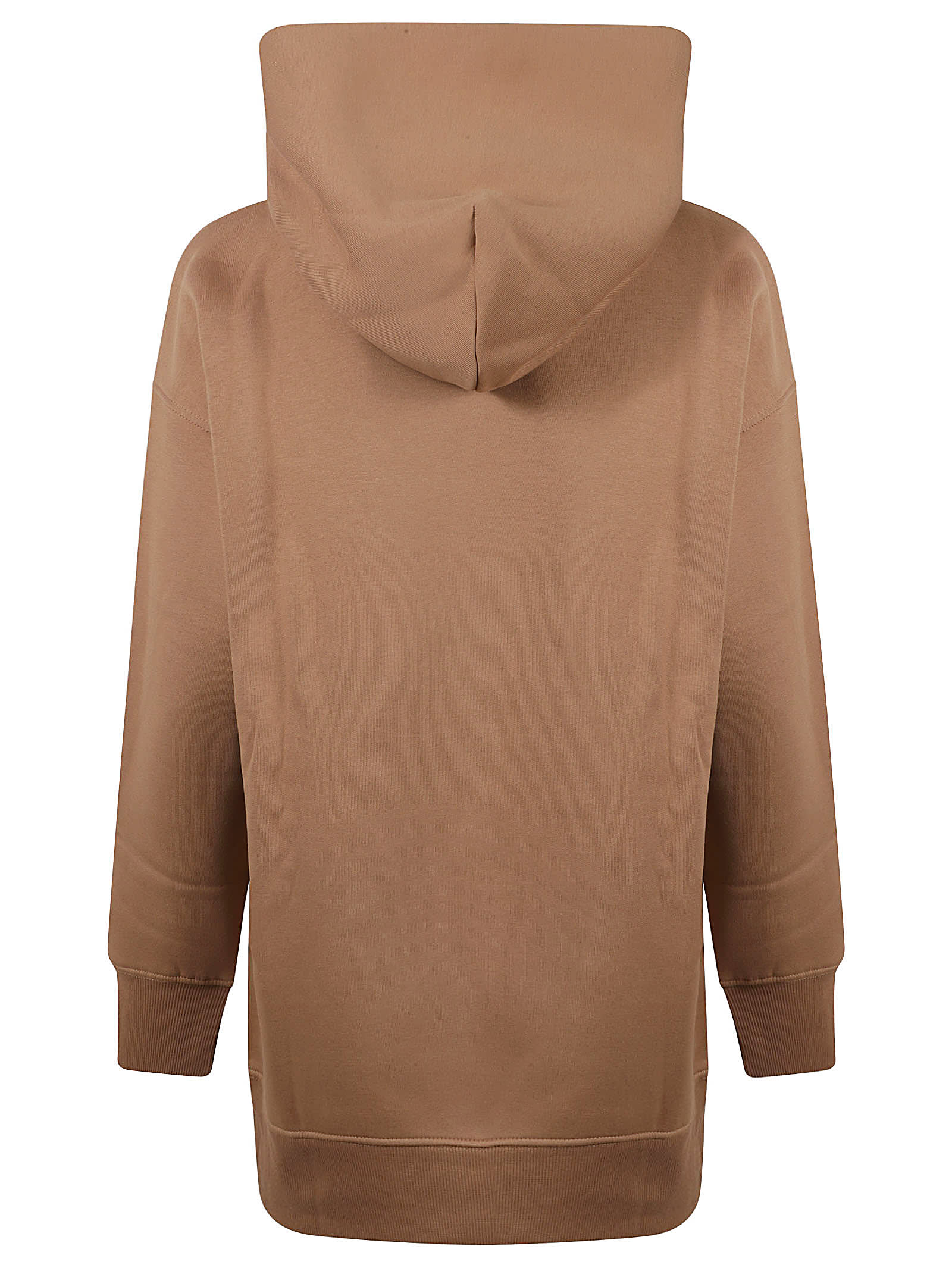 S Max Mara Hooded Oversized Sweatshirt With Ribbed Cuffs And Hem In Camel