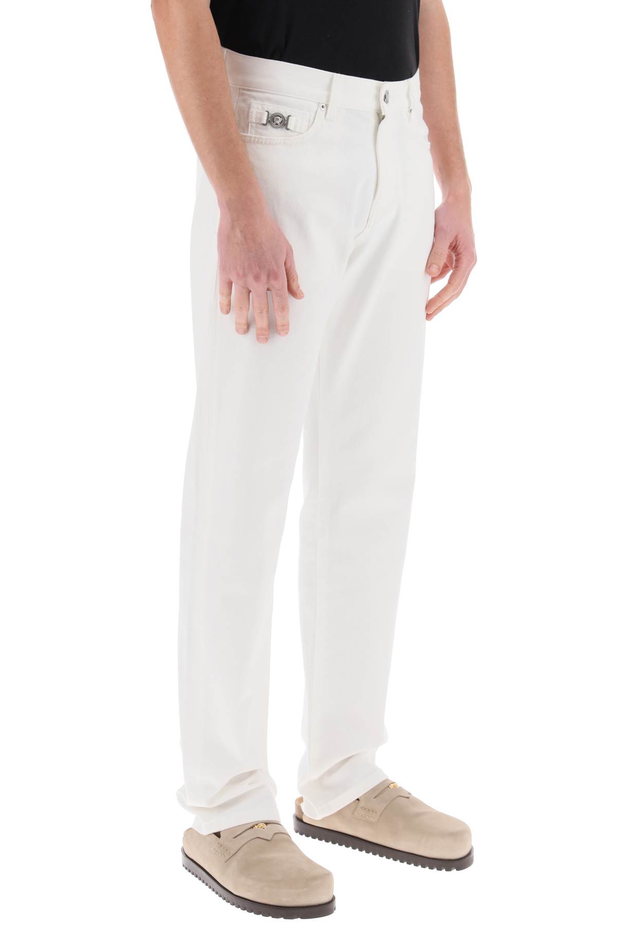 Versace Cotton Denim Jeans In White