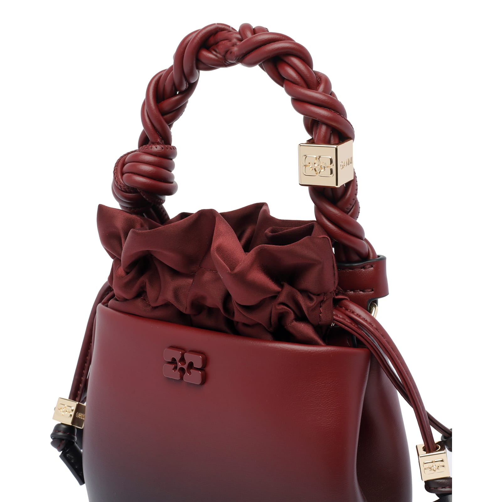 Ganni Mini Bou Bucket Bag In Red