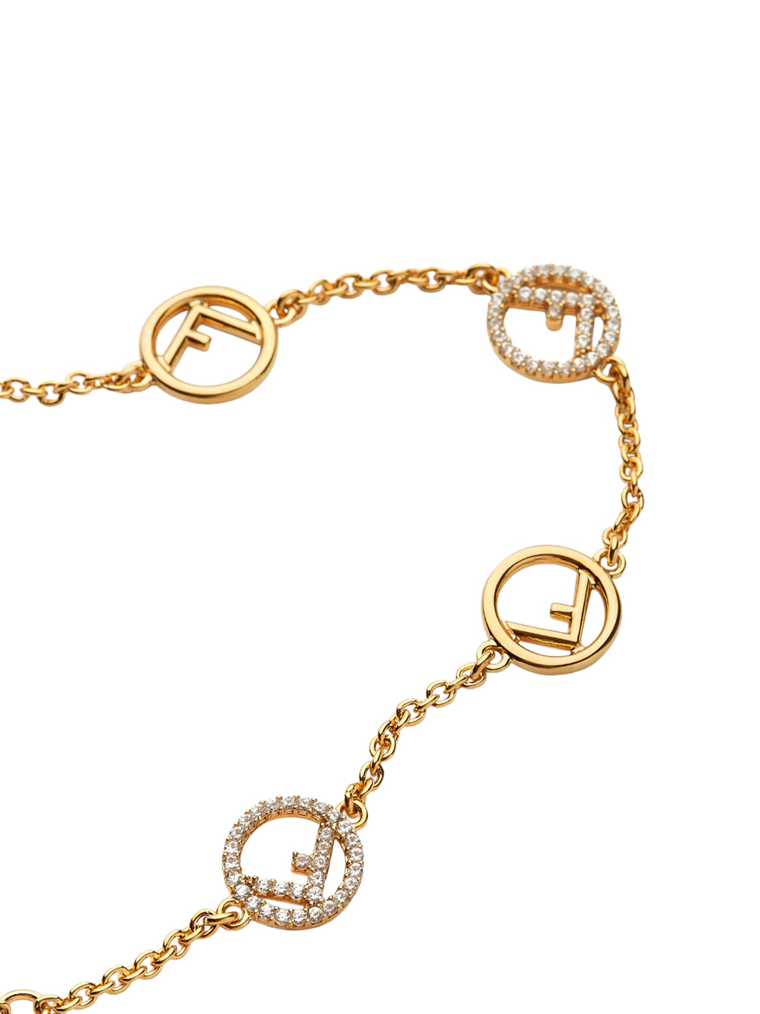 Fendi Gold Metal Bracelet In Brown